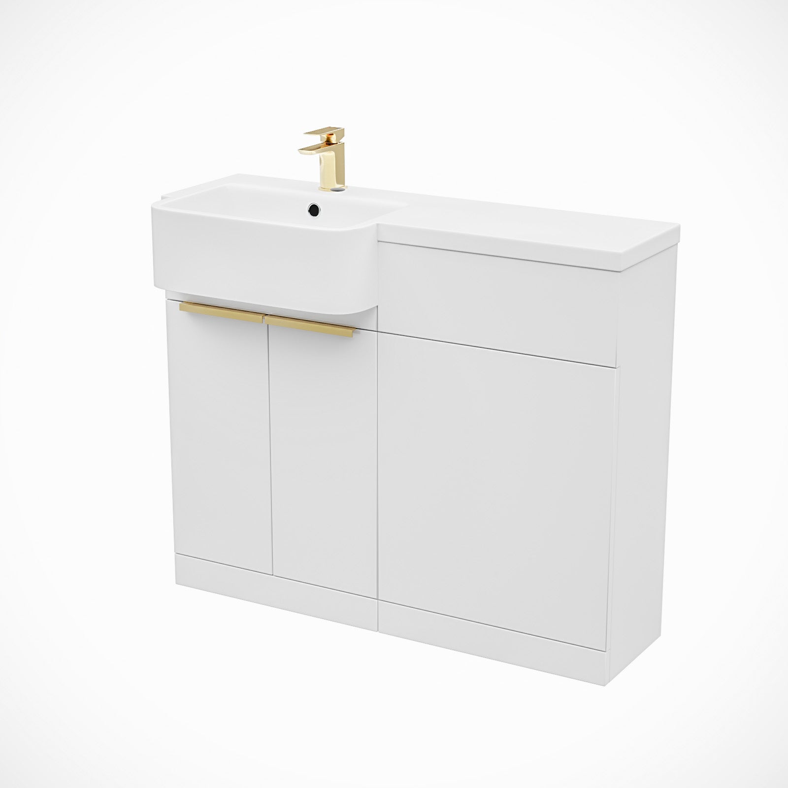 Haoran Brushed Brass Handle Basin Vanity Unit With Tap & WC Unit