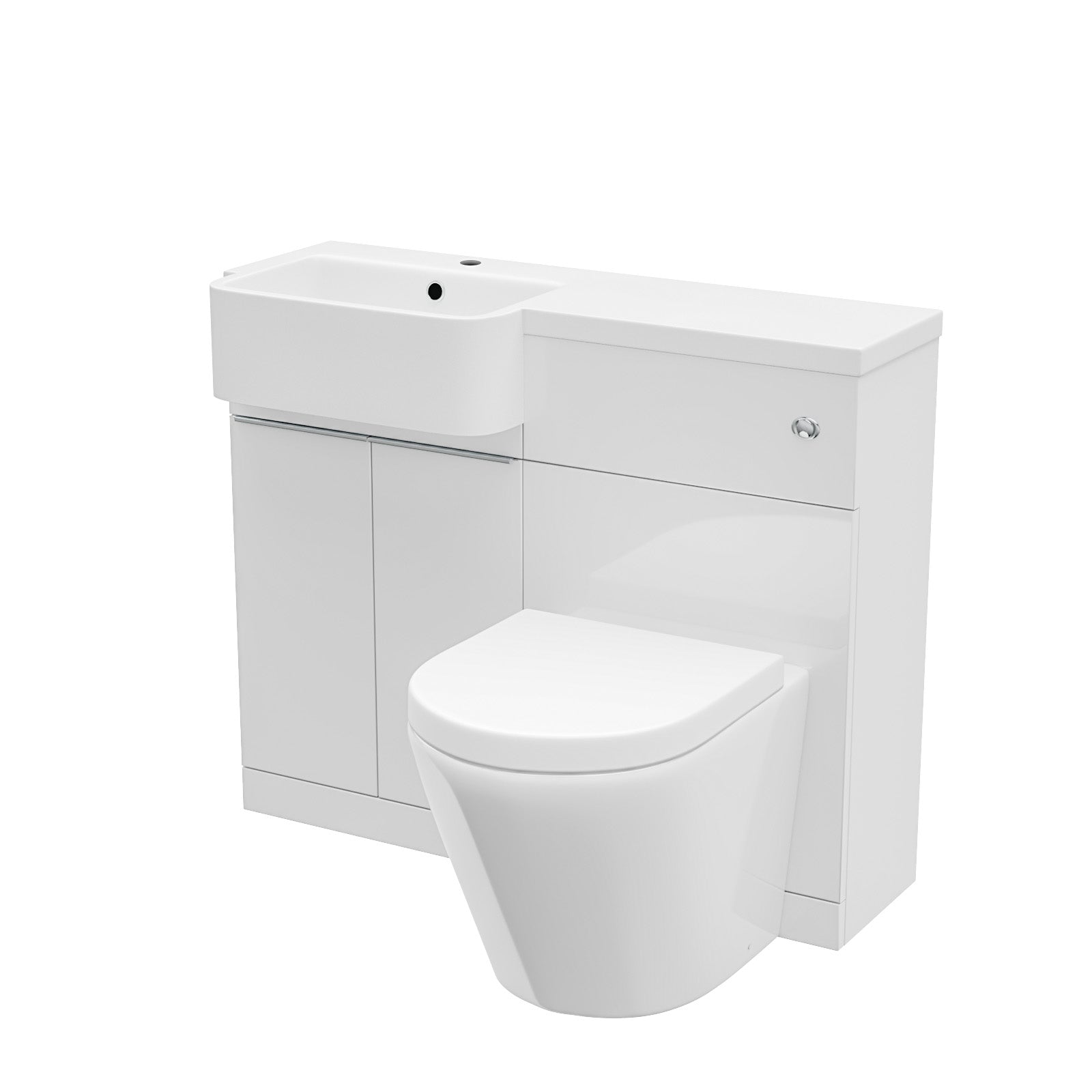 Haoran 1000mm Freestanding Cabinet White with Basin, WC Unit & Toilet