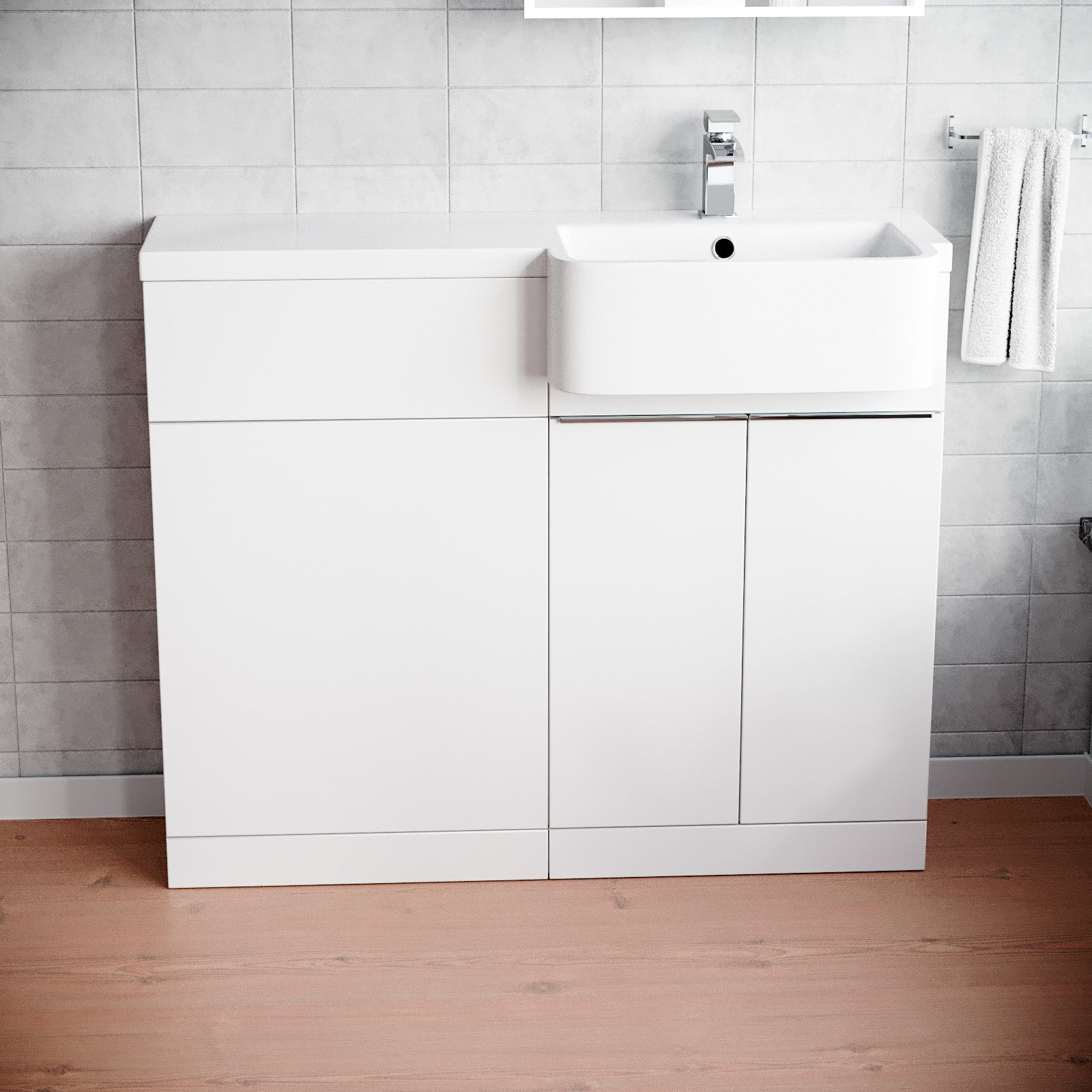 Bretford 1000mm Right Hand Freestanding White Cabinet with Basin & WC Unit