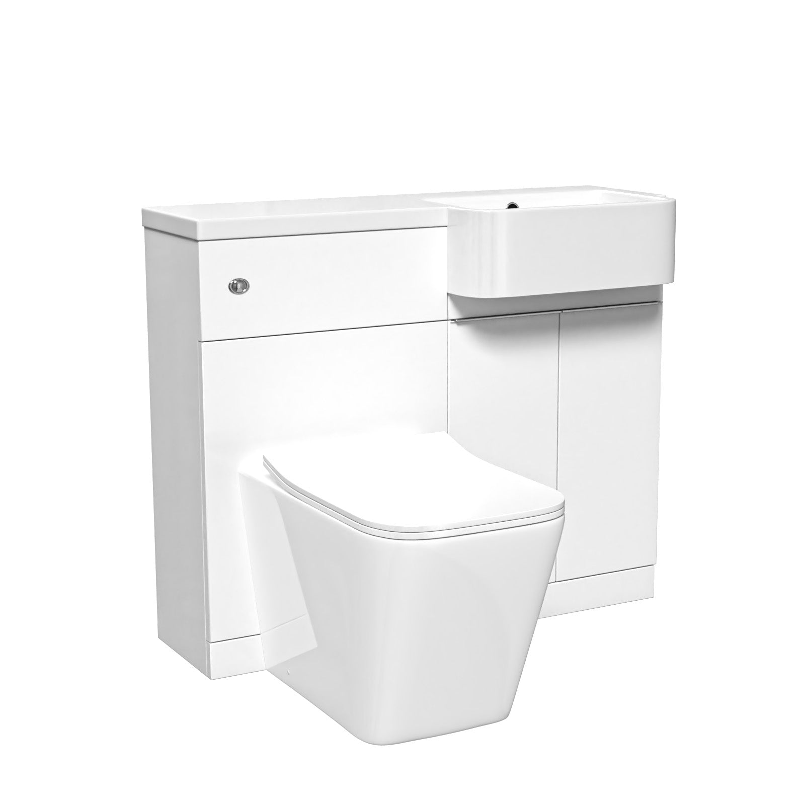 Bretford 1000mm Right Hand Freestanding White Basin Cabinet WC Unit Square Toilet