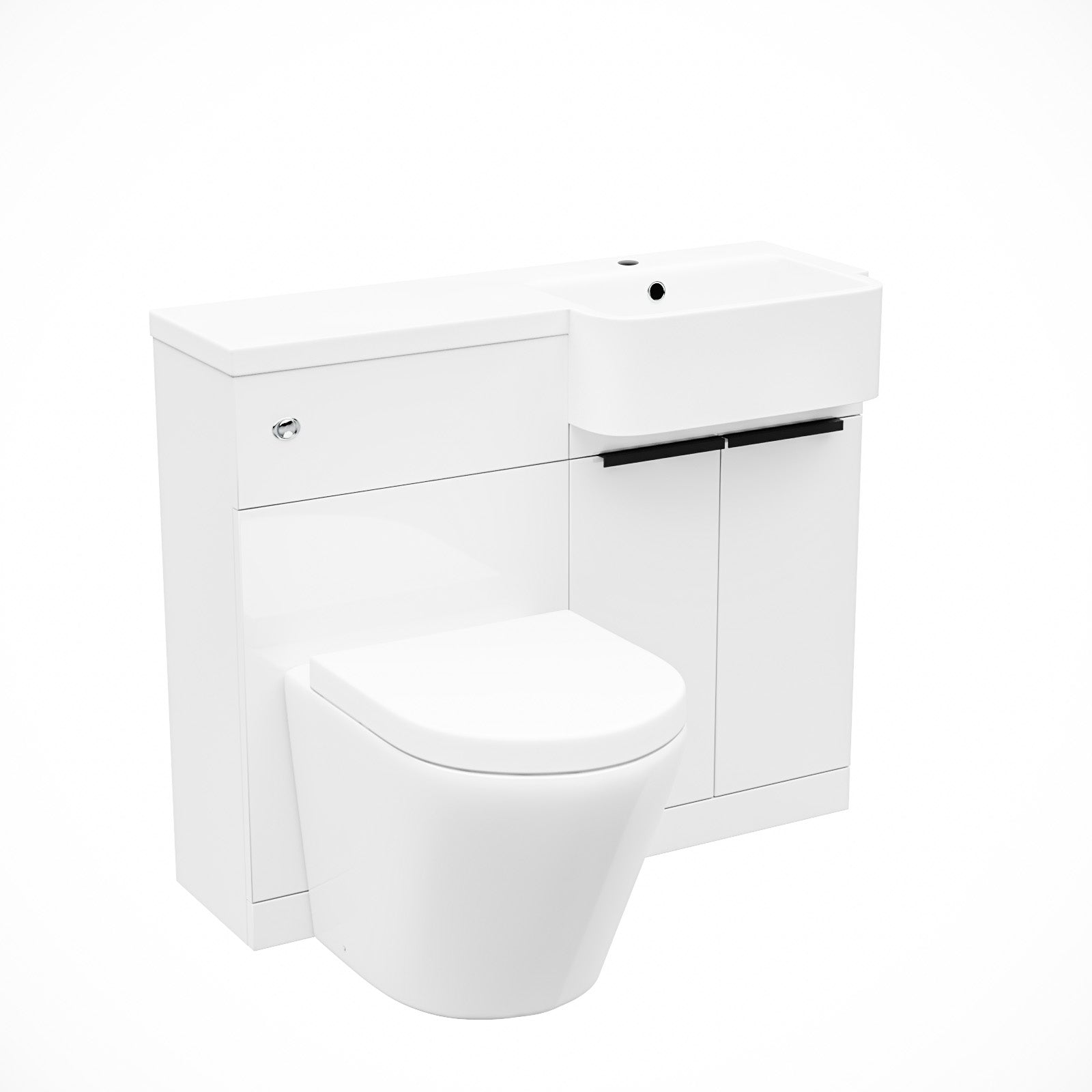 Hurley RH Basin Vanity Unit With Black Handles WC Unit & Rimless Toilet