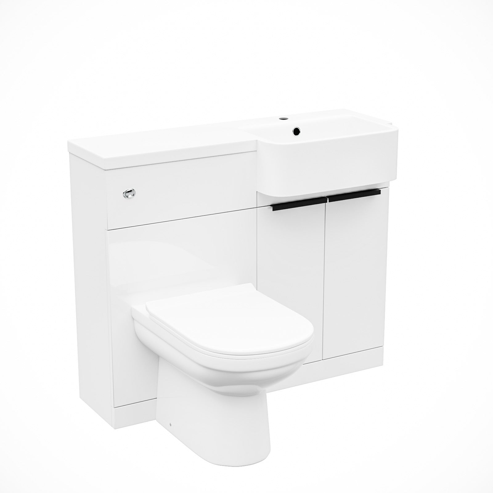 Haoran Freestanding Basin Vanity Unit With Black Handles, WC Unit & Toilet