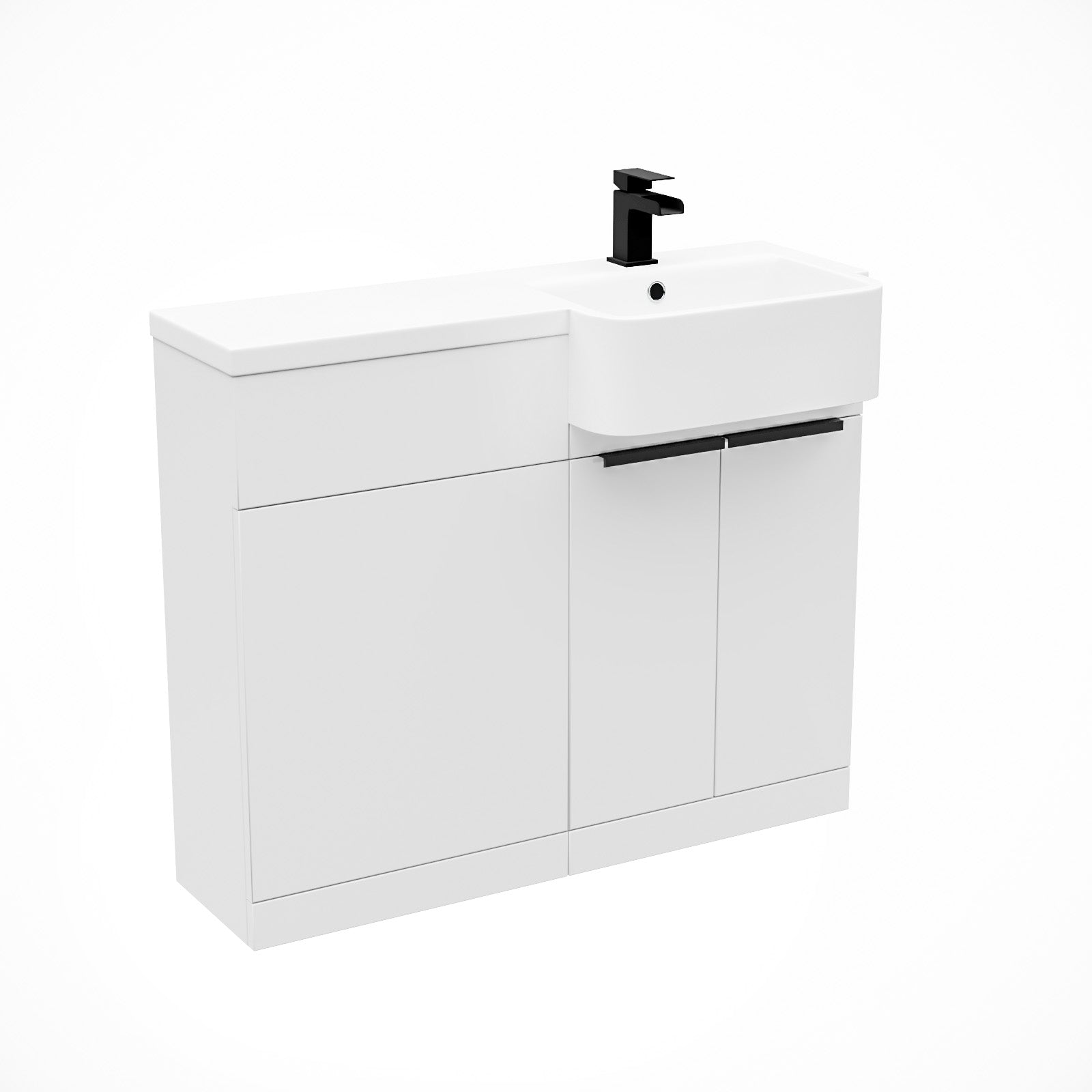 Haoran Black Handle Basin Vanity Unit With Tap & Freestanding WC Unit