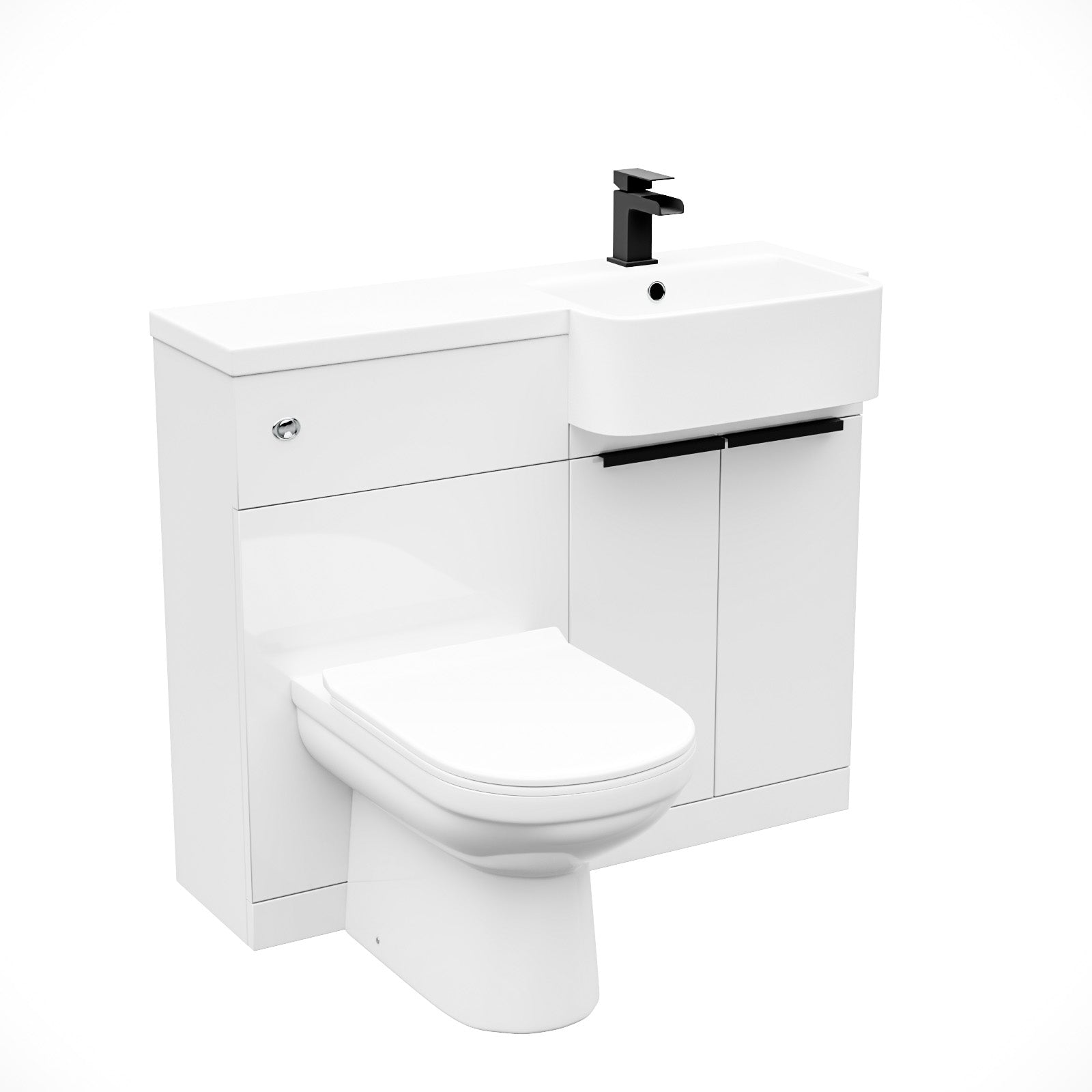 Haoran Black Handle Basin Vanity Unit With Tap, WC Unit & Toilet