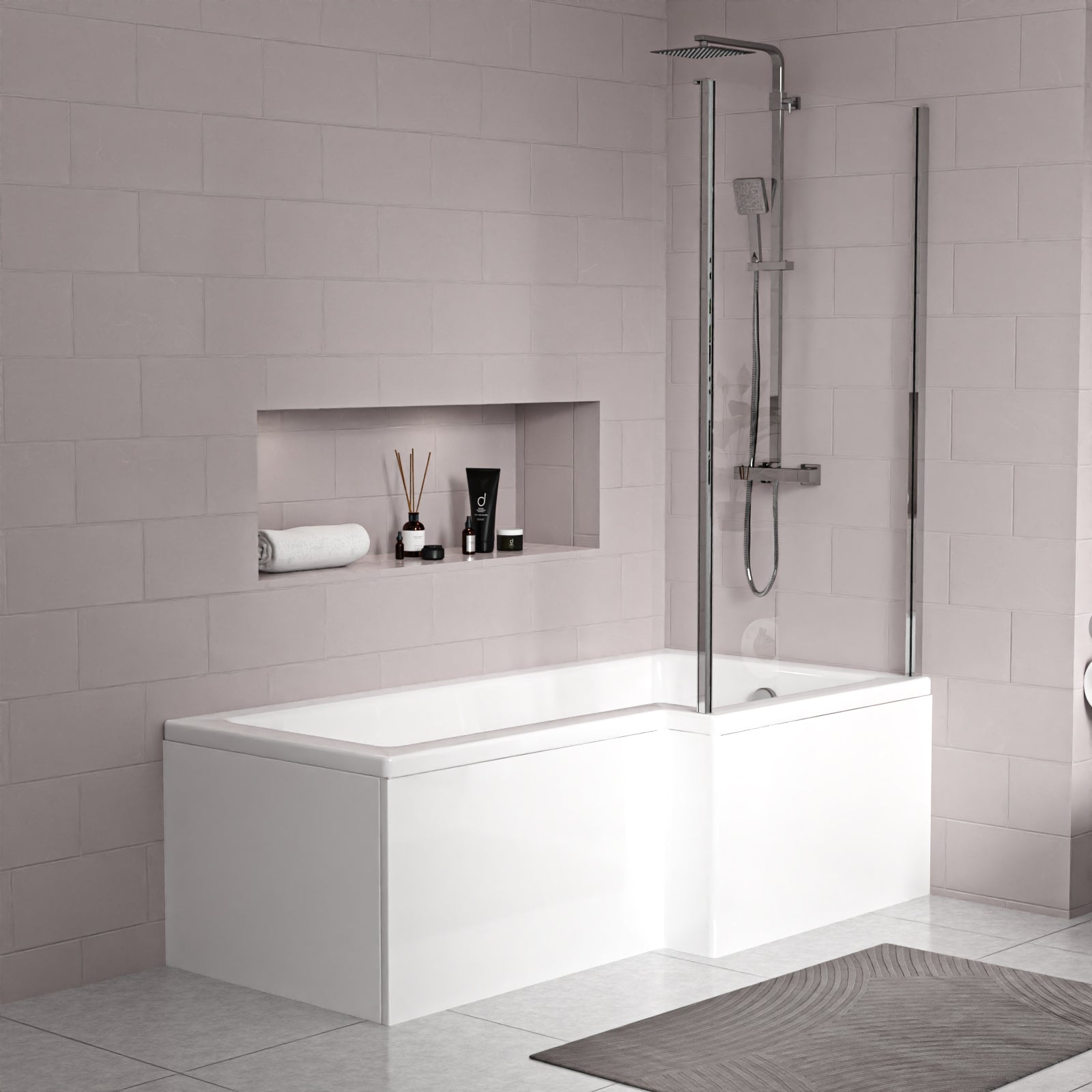 Bretford RH Basin Cabinet WC Unit L-Shaped Bath BTW Toilet & Panel Screen