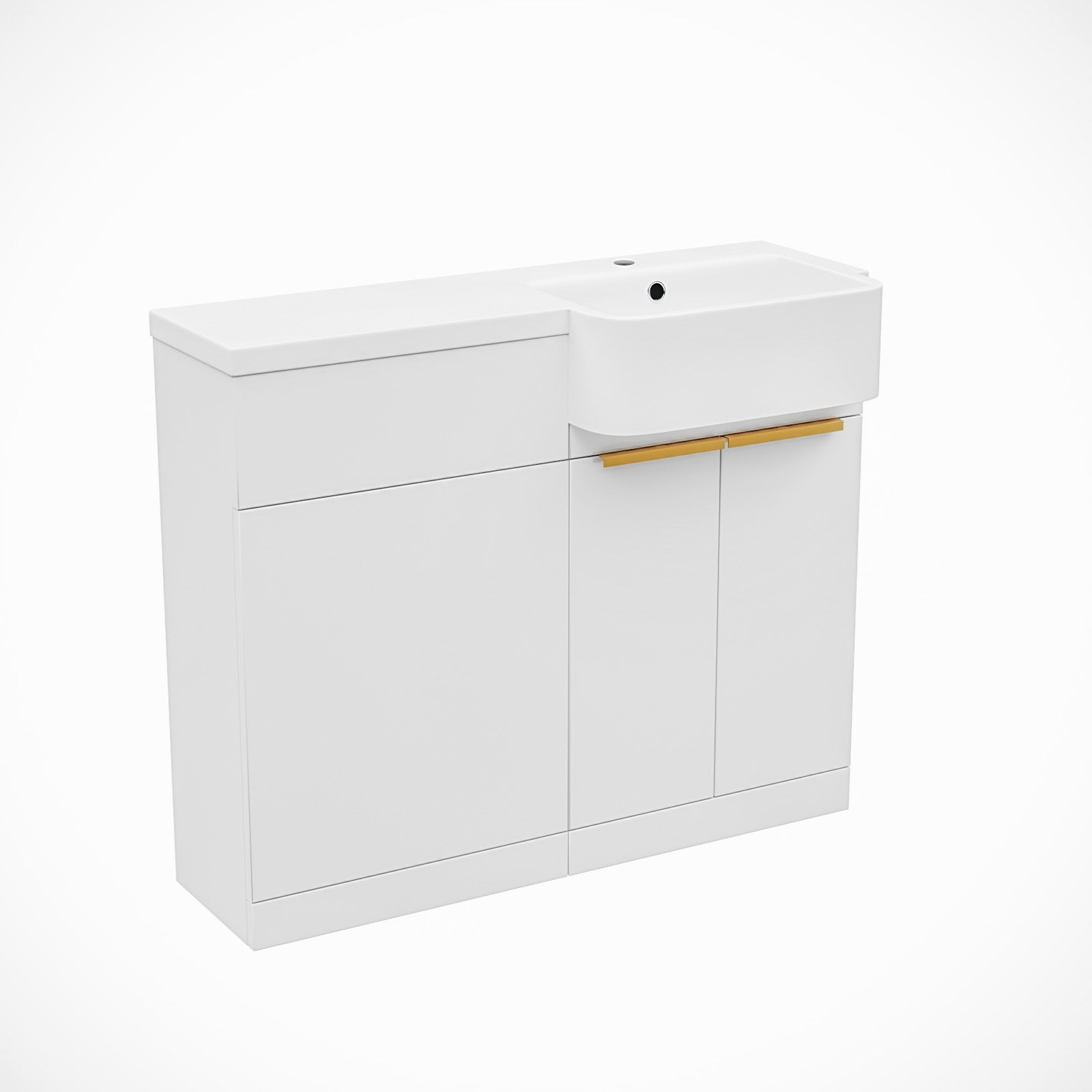 Bretford Right Hand Freestanding Basin Vanity Unit With Brushed Brass handles & WC Unit
