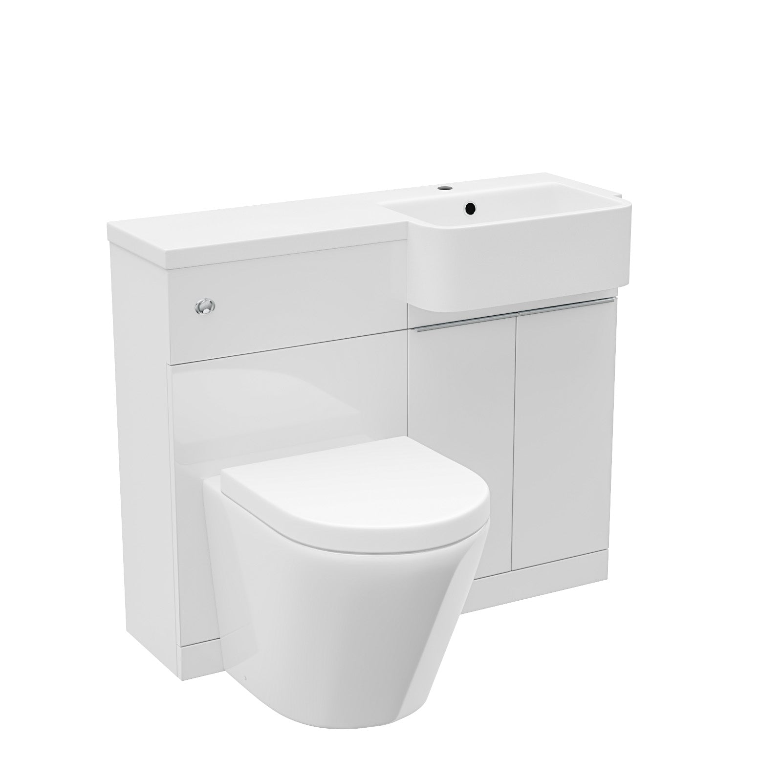 Haoran 1000mm Freestanding Cabinet White with Basin, WC Unit & Toilet