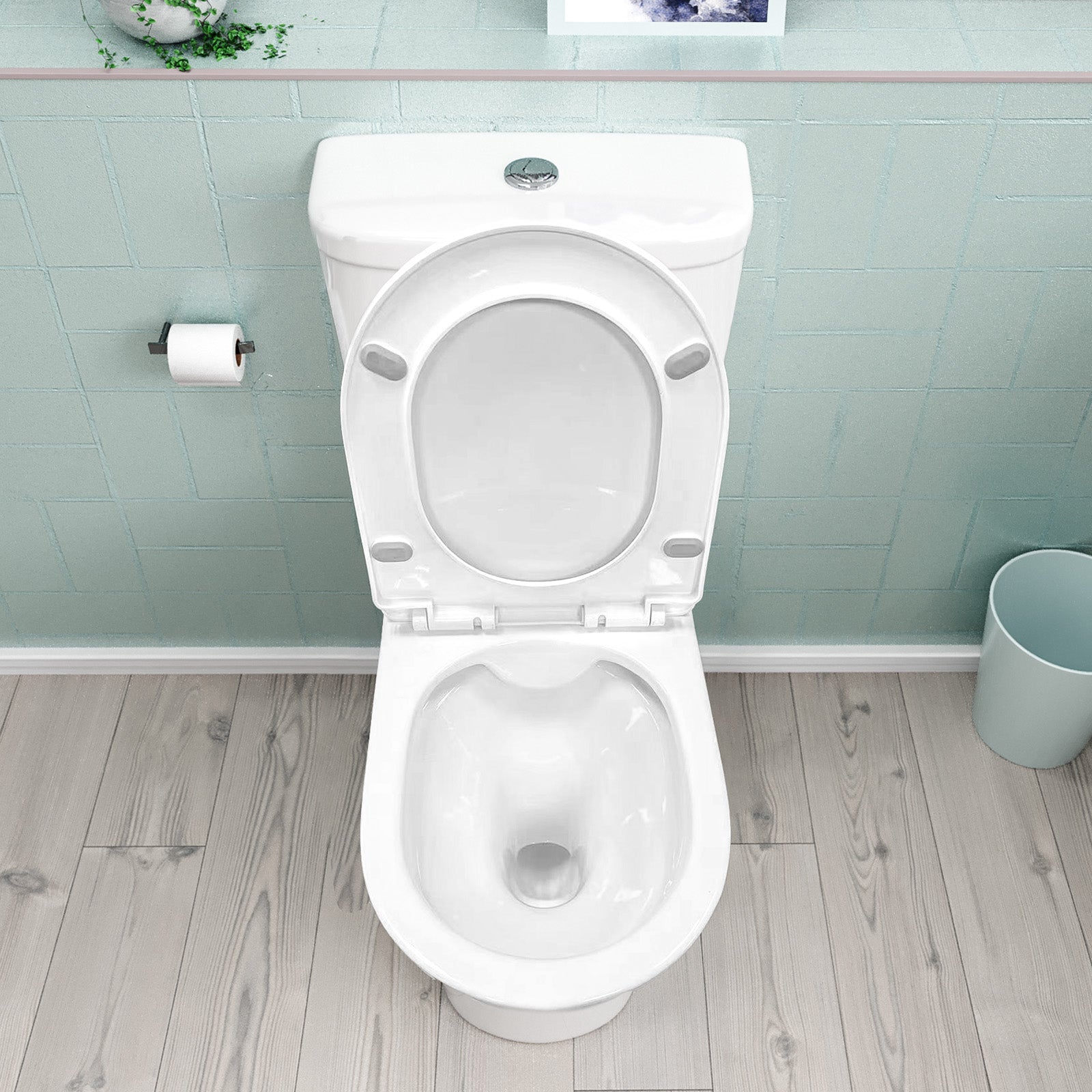 Hailes Modern Round Rimless Soft Close Seat WC Pan Close Coupled Toilet