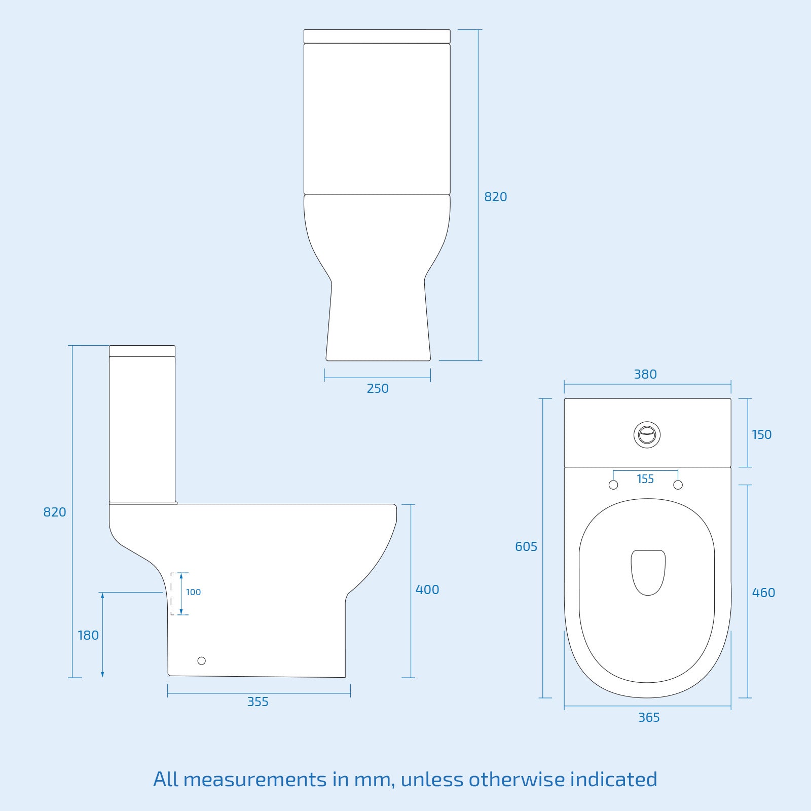 Hailes Modern Round Rimless Soft Close Seat WC Pan Close Coupled Toilet