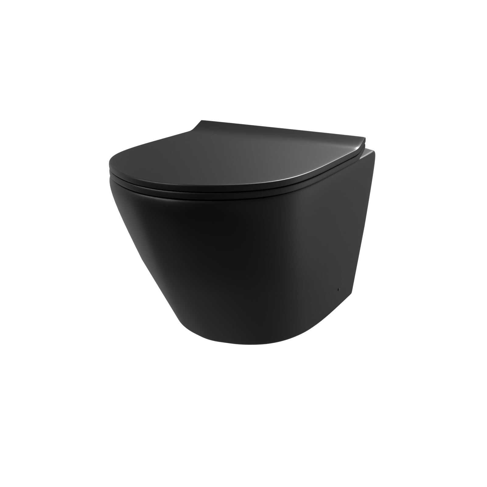 Rimless Round Wall Hung Toilet, Cistern Frame, Flush Plate Matte Black