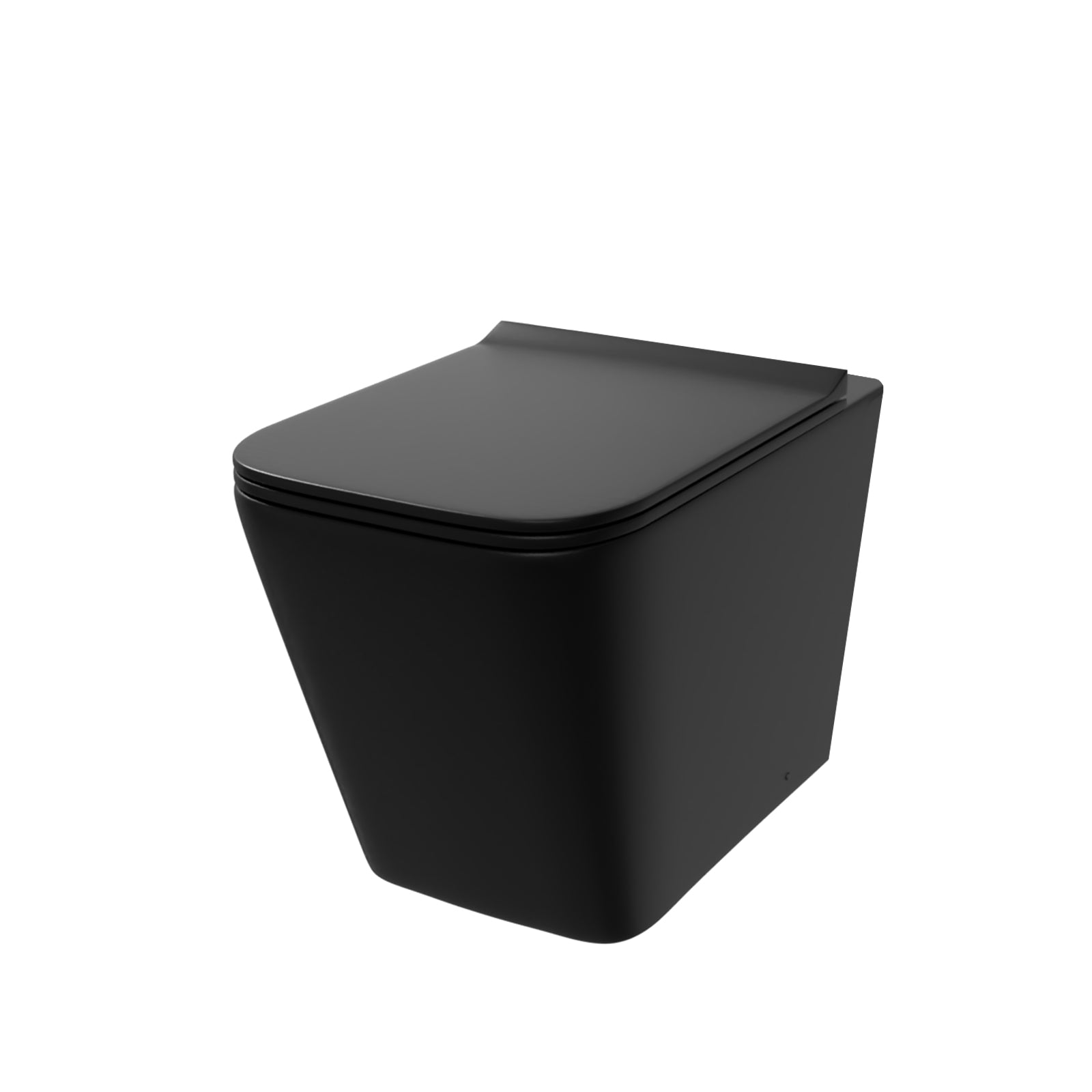 Rimless Square Back To Wall Toilet Pan & Soft Close Seat Matte Black