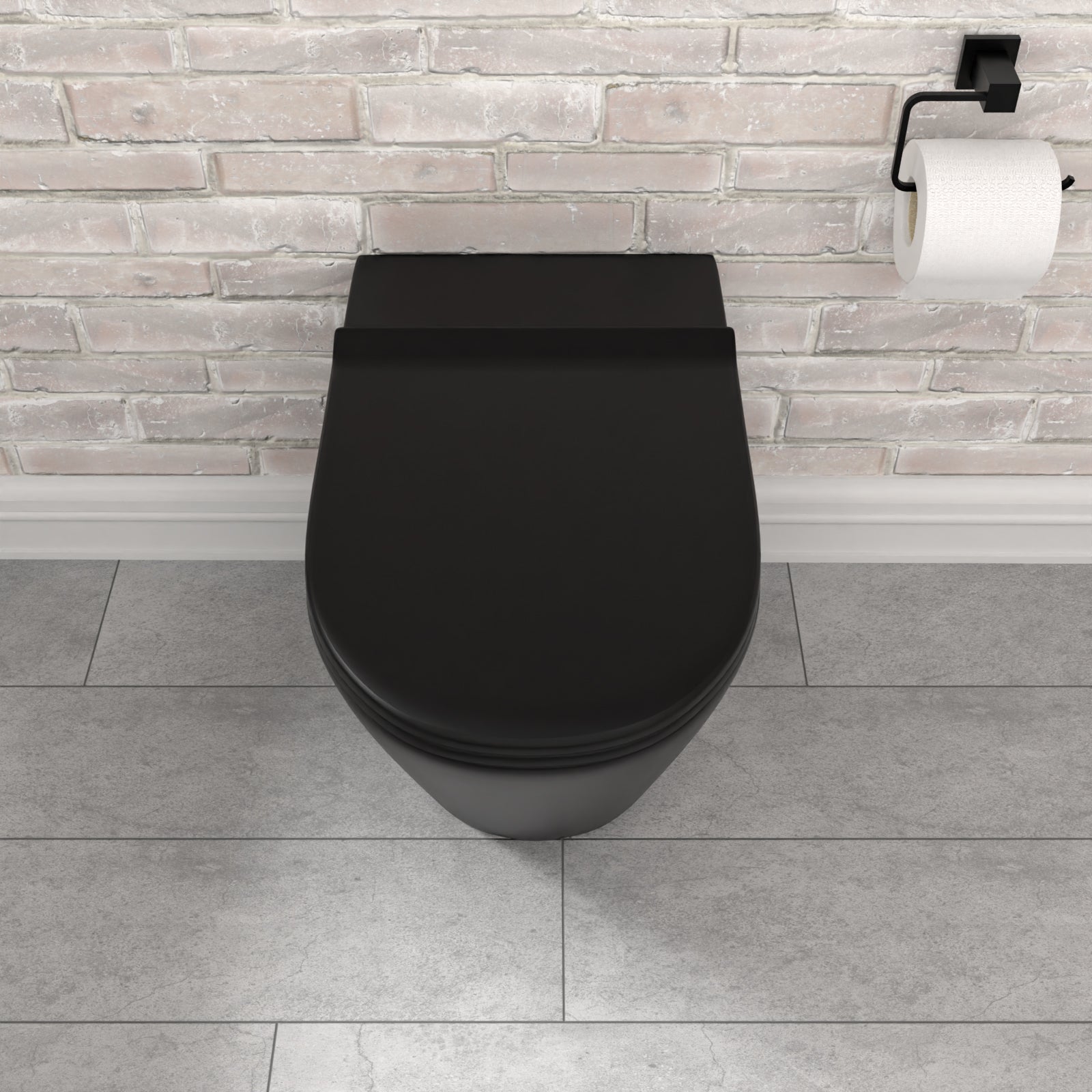 Rimless Round Back To Wall Toilet Pan & Soft Close Seat Matte Black