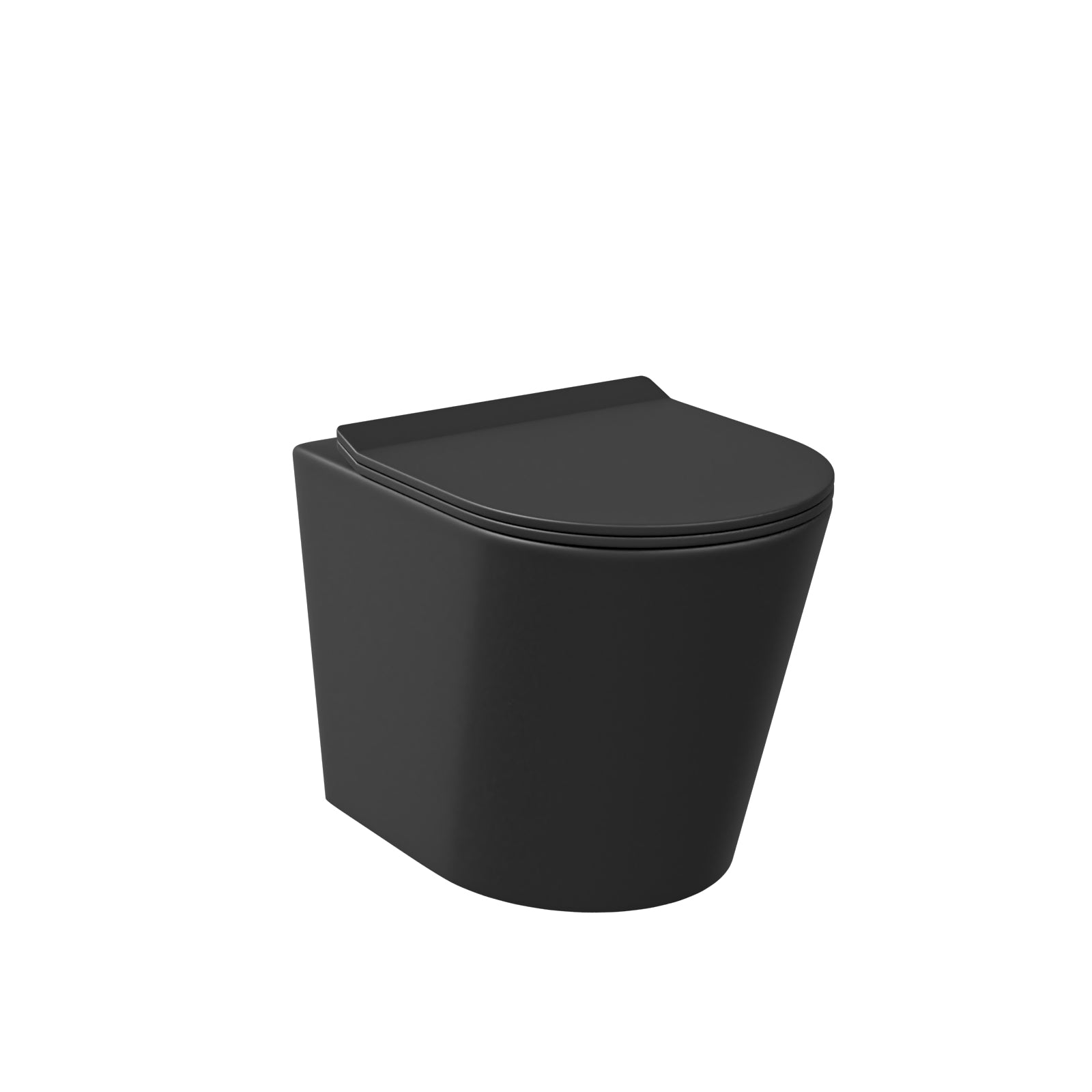 Rimless Round Back To Wall Toilet Pan & Soft Close Seat Matte Black