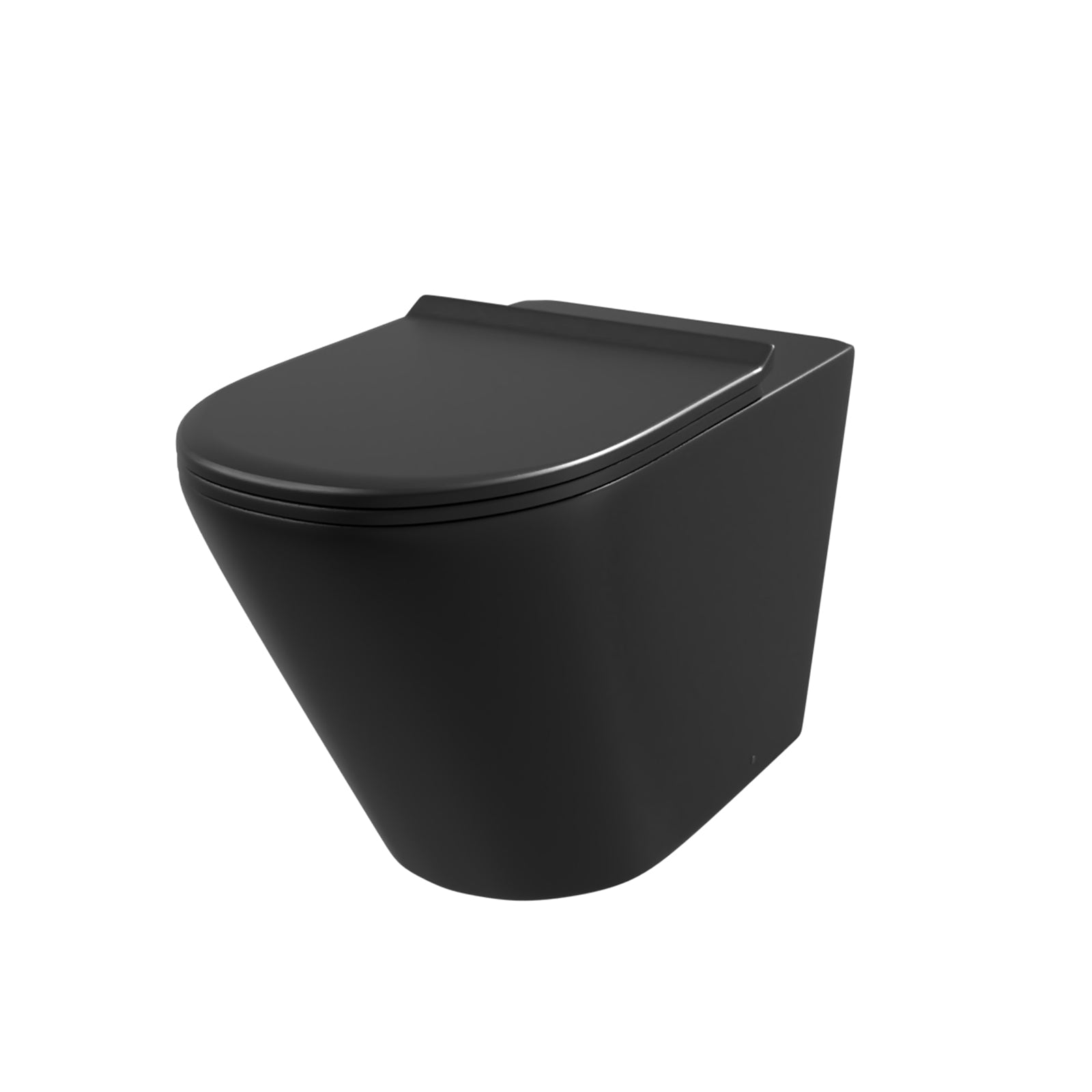 Rimless Round Back To Wall Toilet Pan & Soft Close Seat Matte Black