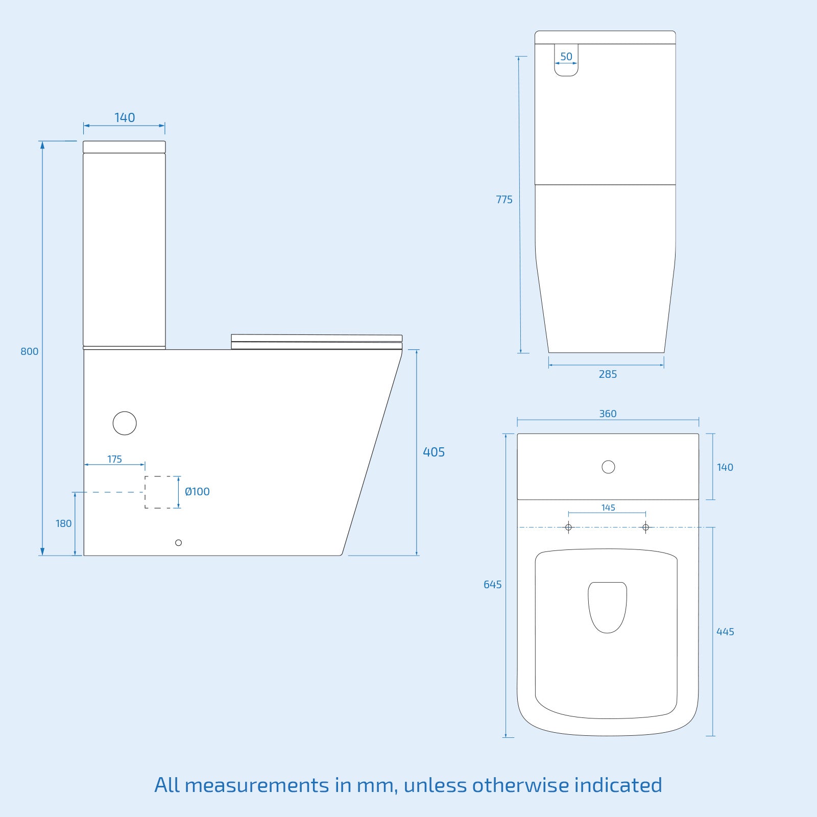 Merton 500mm Wall Hung Vanity Basin Unit & Square Rimless Close Coupled Toilet Grey