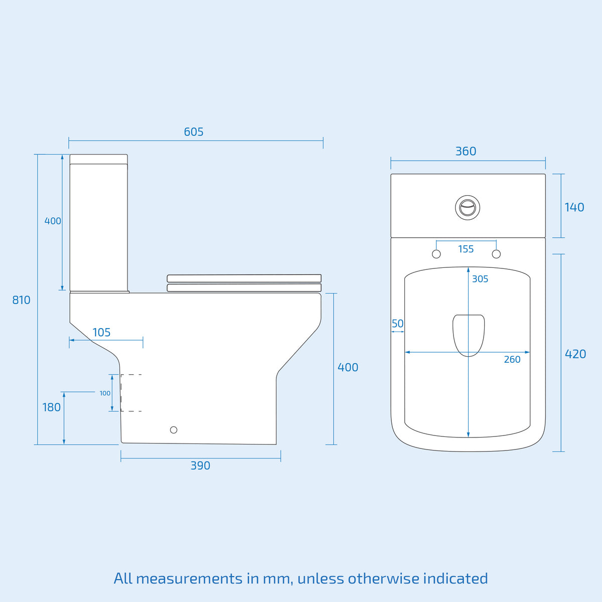 1400mm Square Bath with Grid Screen, Exposed Shower, Vanity with Toilet & Taps