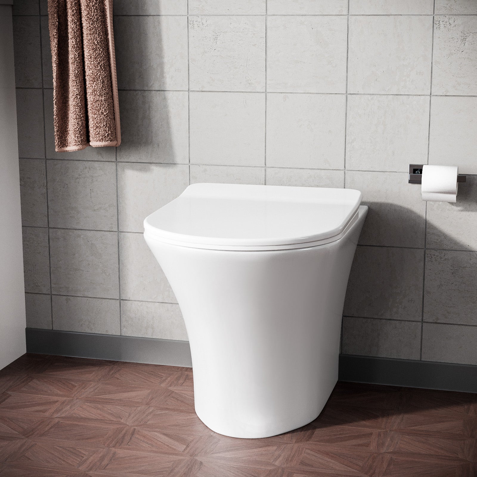 Kelston Modern Bathroom Rimless Back to Wall Toilet with Soft Close Seat White