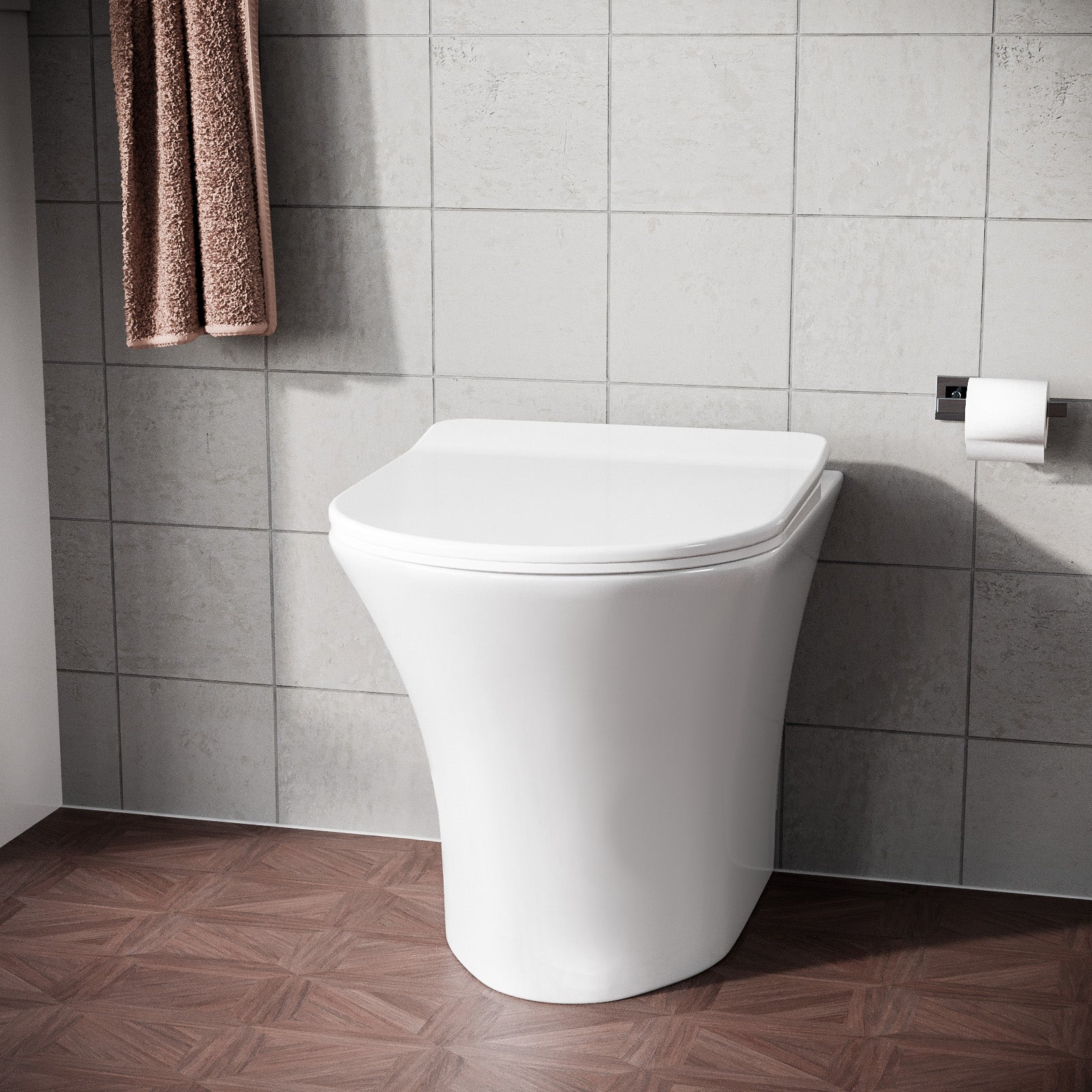 Kelston Modern Rimless Comfort Height Back to Wall Toilet with Soft Close Seat White