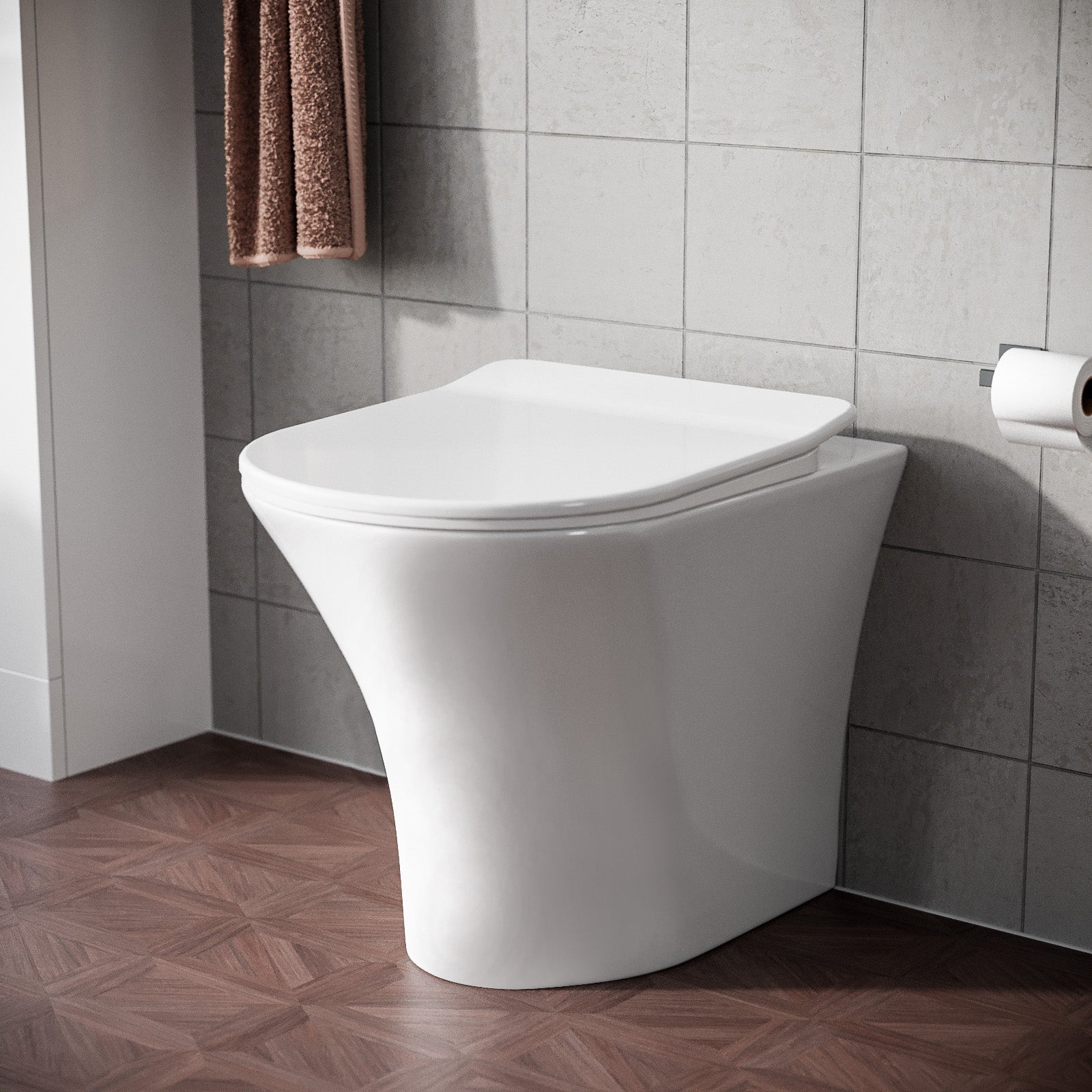Kelston Modern Rimless Comfort Height Back to Wall Toilet with Soft Close Seat White