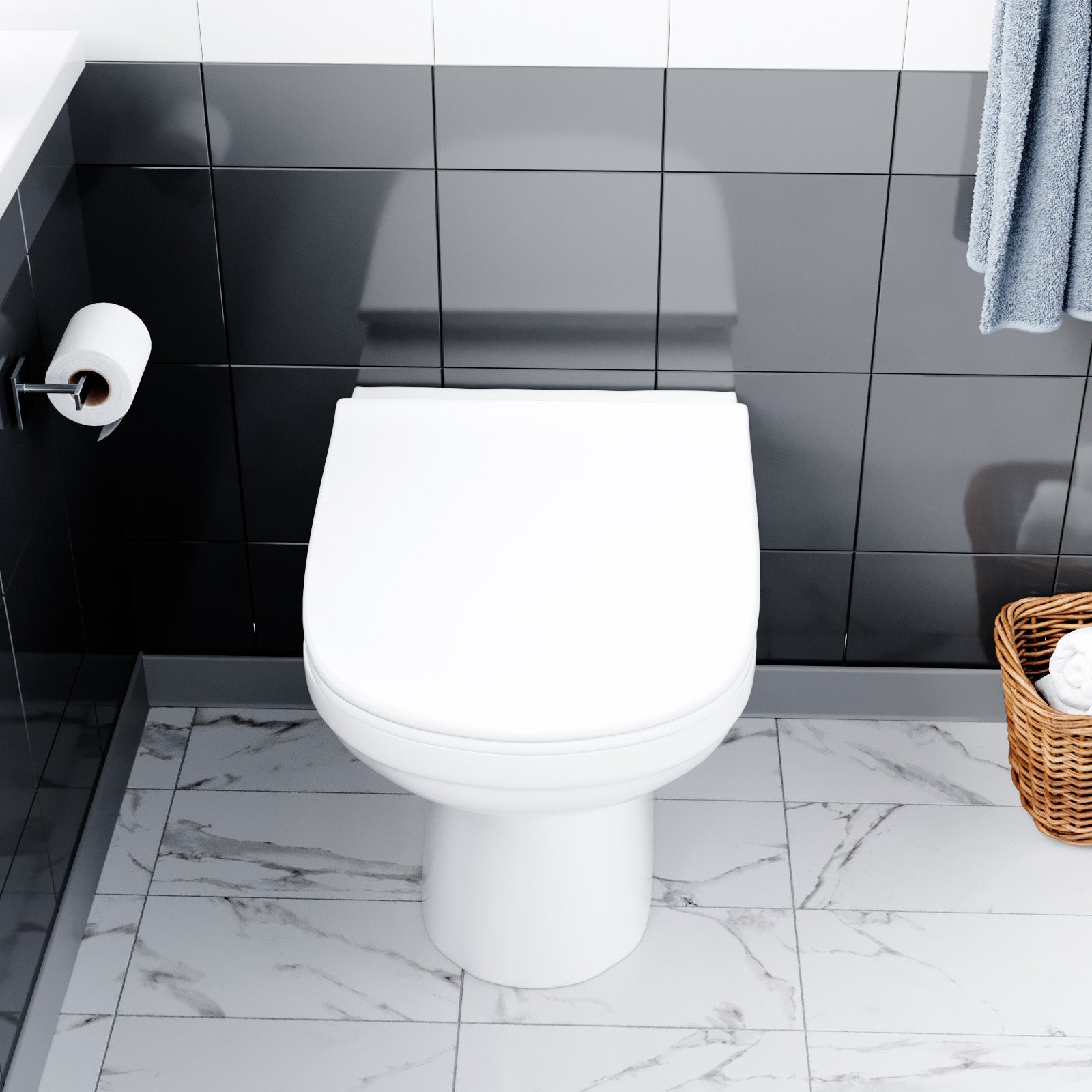 Ketton Modern Back to Wall Rimless Toilet and Soft Close Seat White