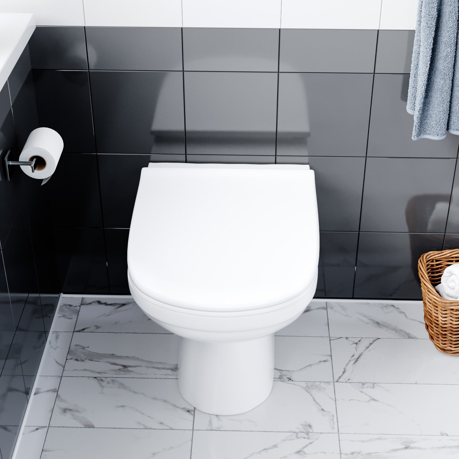 Ketton Modern Back to Wall Rimless Toilet and Soft Close Seat White