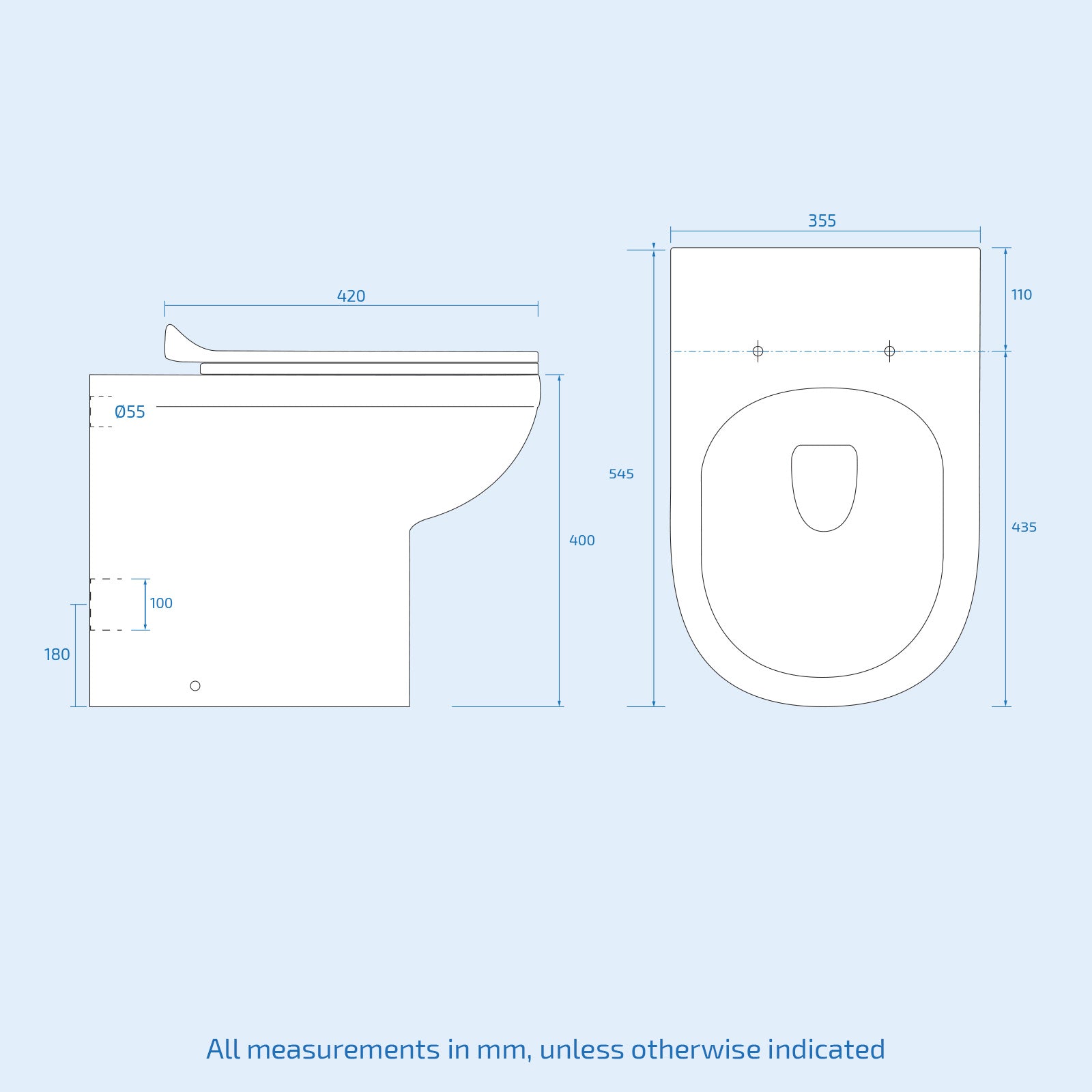 Ketton Modern Back to Wall Rimless Toilet and Soft Close Seat White