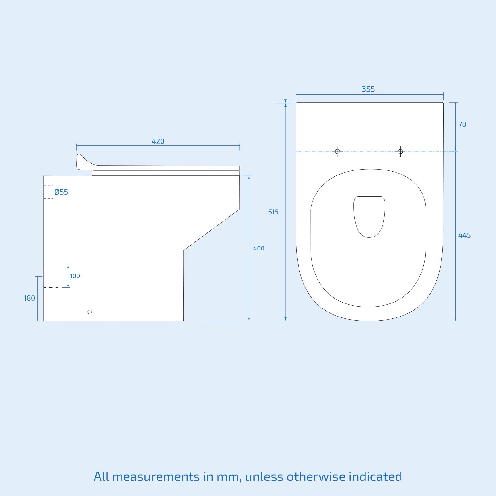 Nanuya 2 Drawers White Basin Vanity, WC Unit & Back To Wall Comfort Toilet