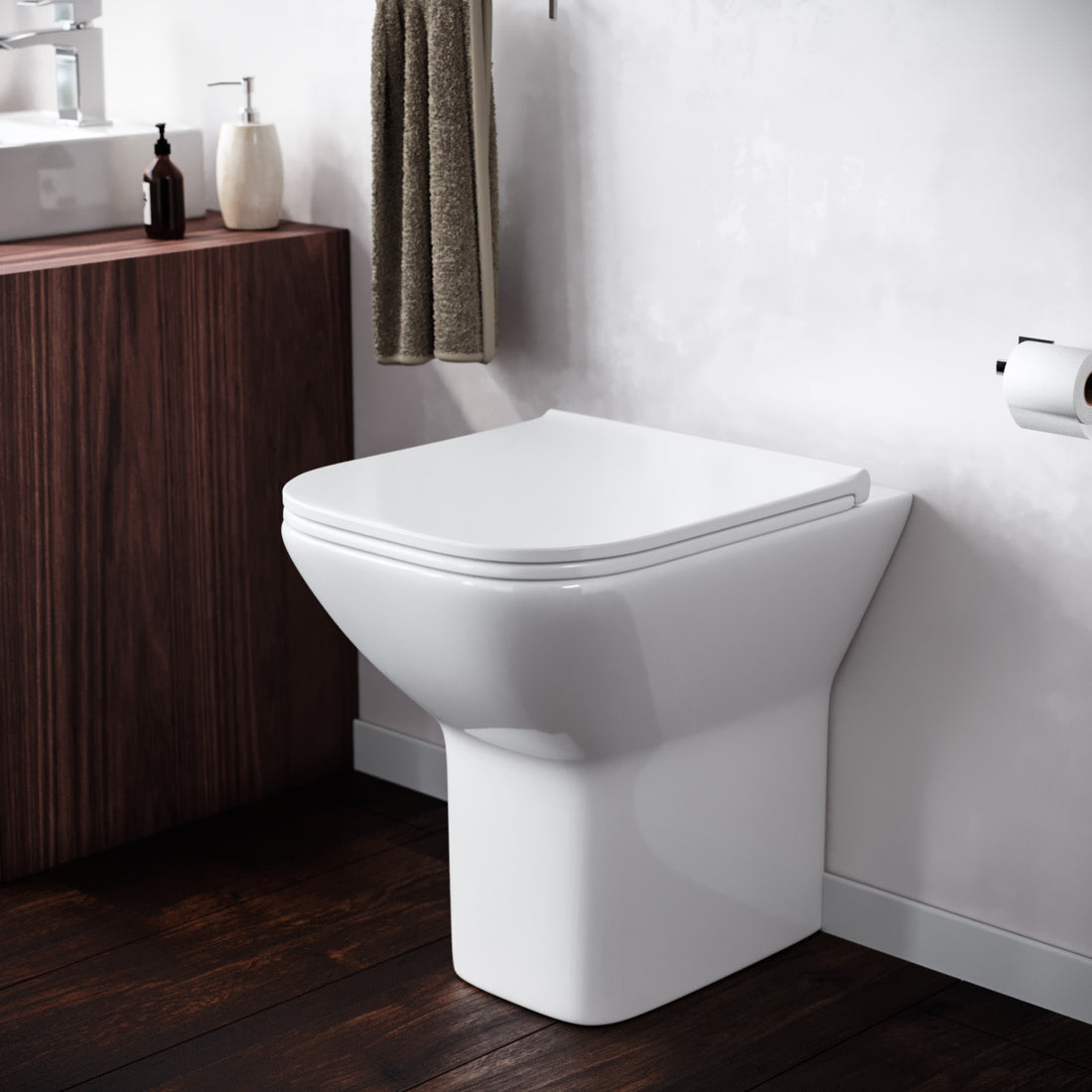 Keswick Contemporary Back to Wall Rimless Toilet and Soft Close Seat W