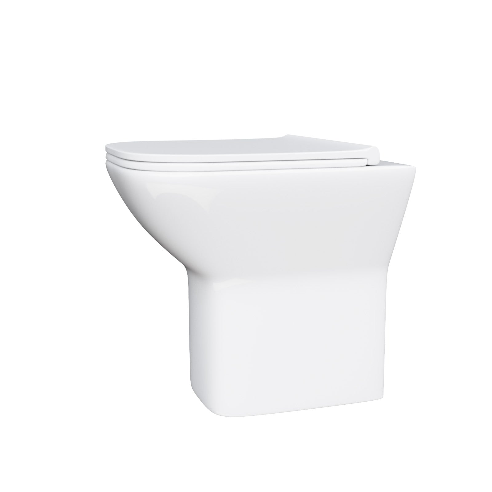 Keswick Contemporary Back to Wall Rimless Comfort Height Toilet and Soft Close Seat White Bathroom