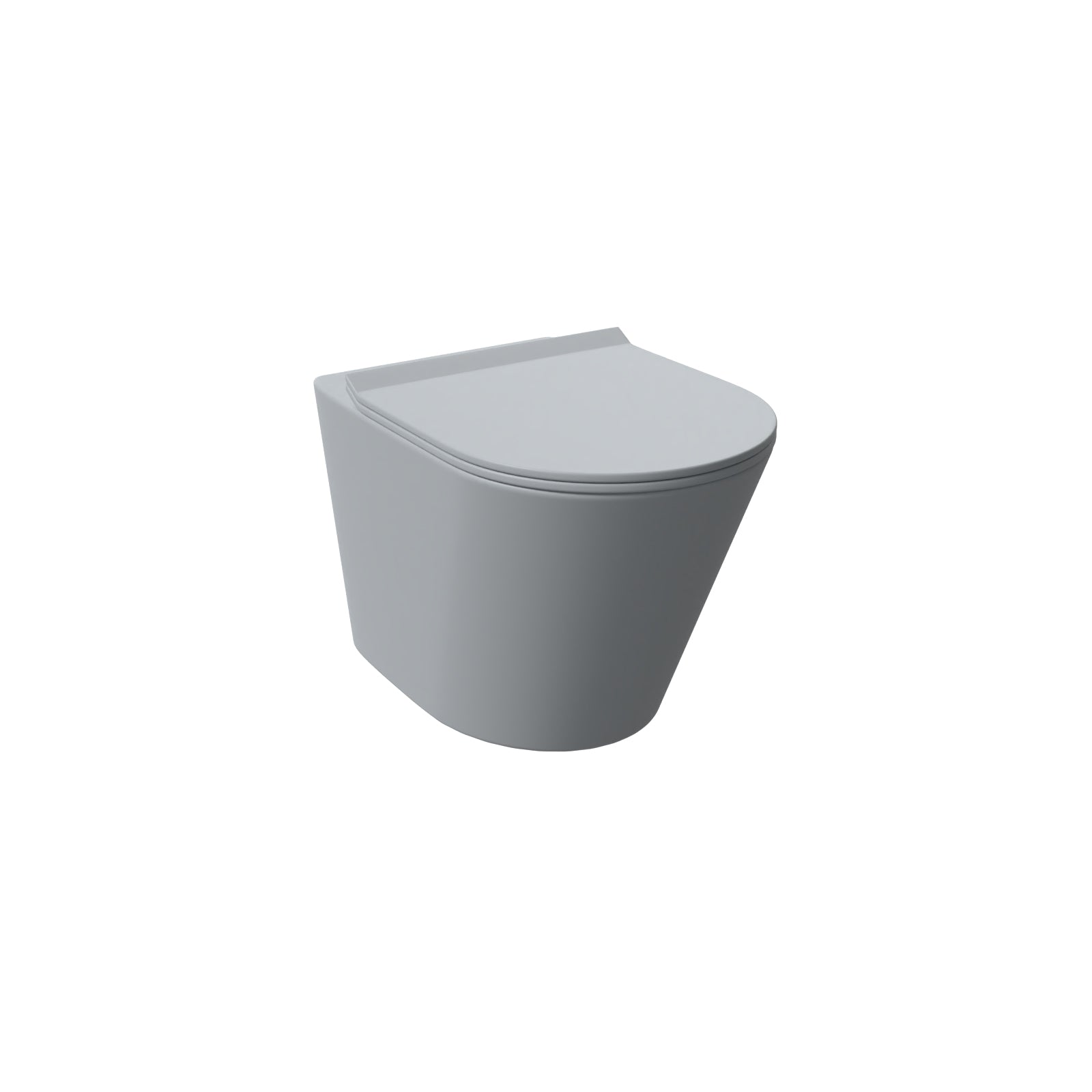 Matte Grey Rimless Round Back to Wall Toilet with Soft Close Seat