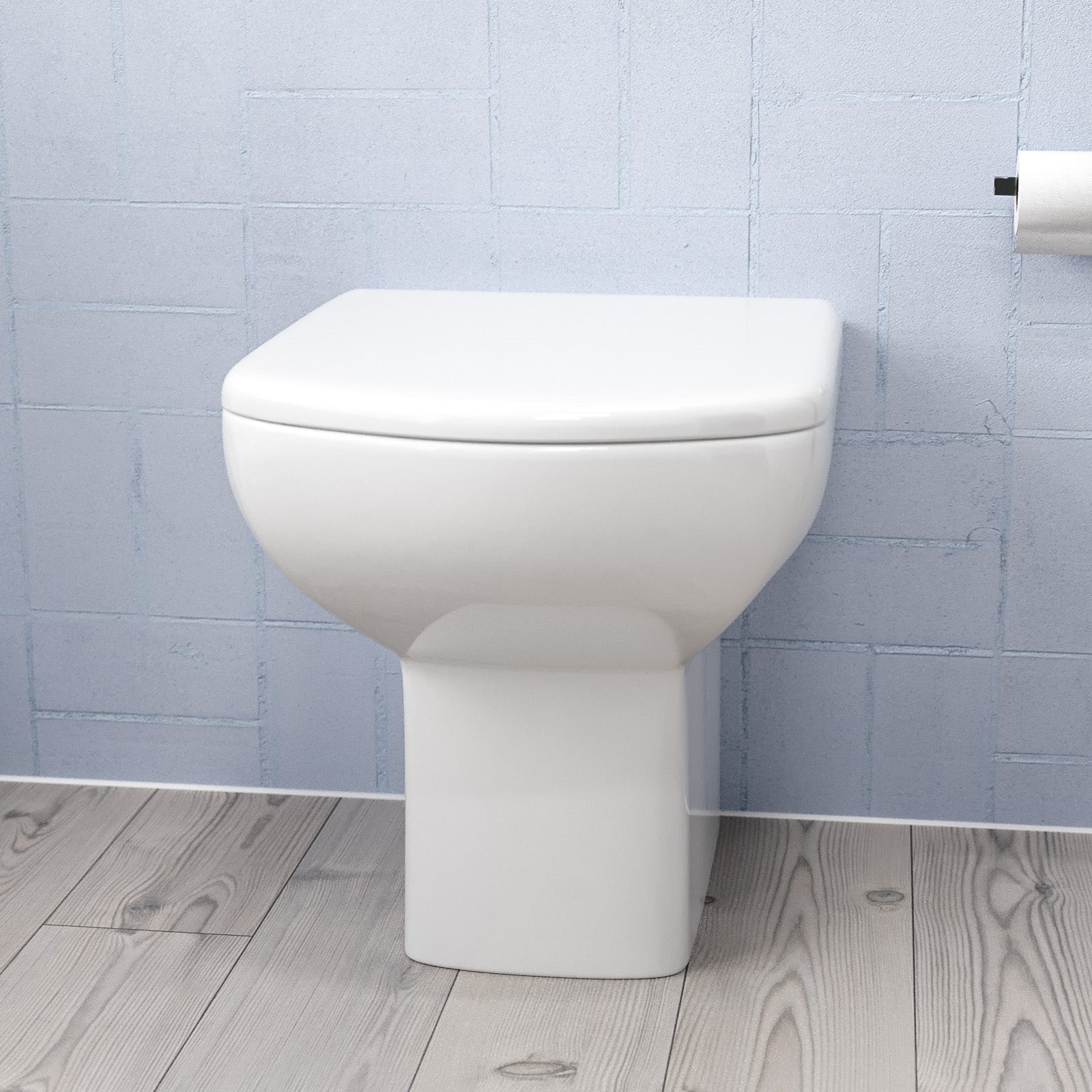 Modern Back to Wall Rimless Toilet and Soft Close Seat White