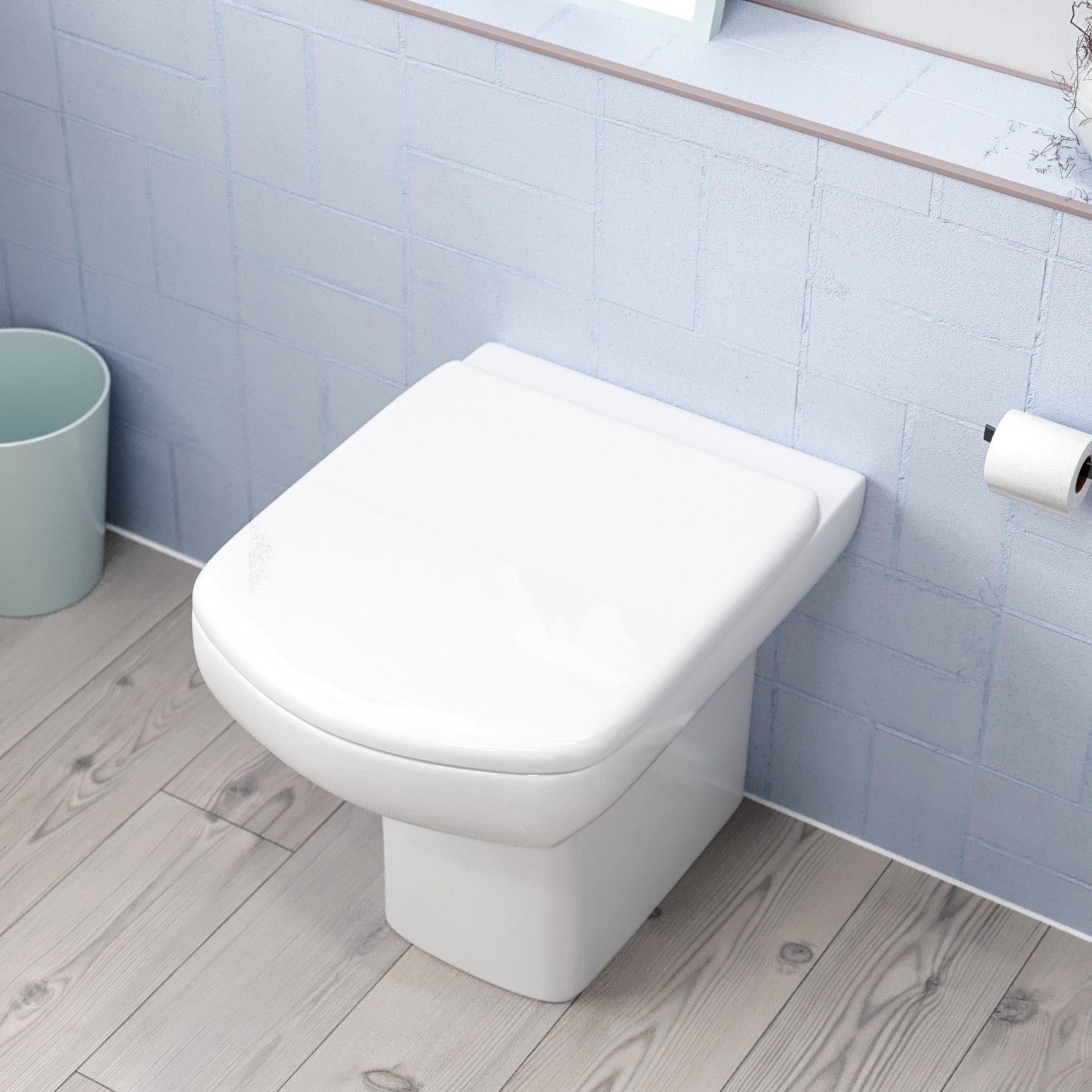 Modern Back to Wall Rimless Toilet and Soft Close Seat White