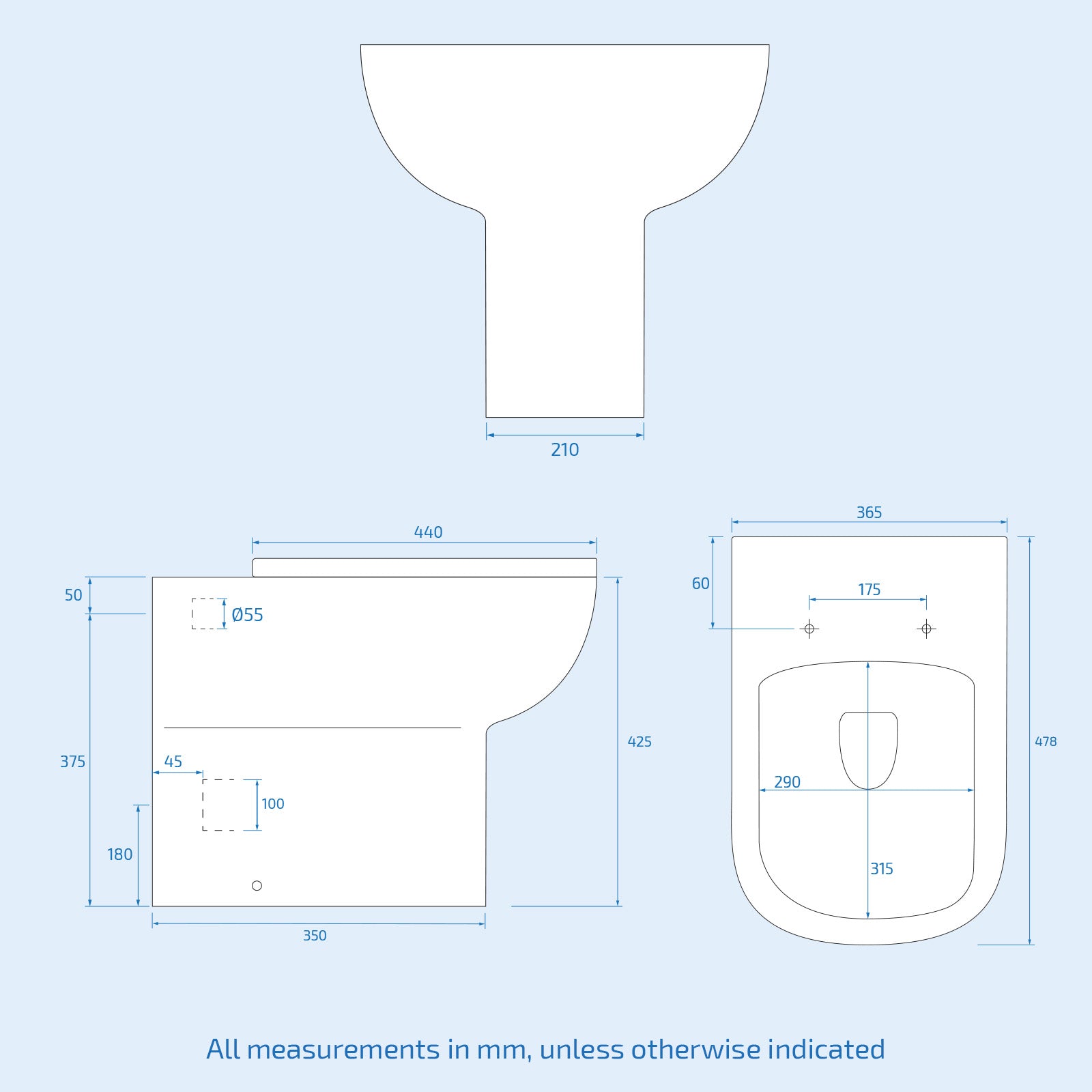Modern Back to Wall Rimless Toilet and Soft Close Seat White