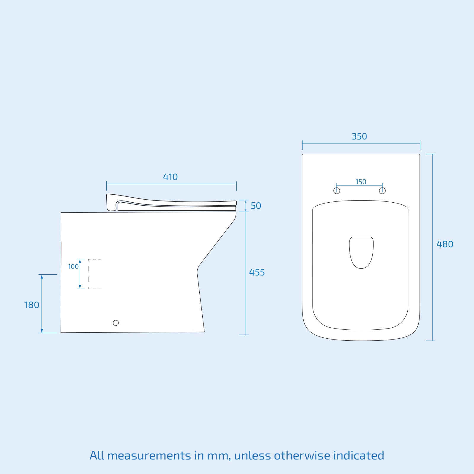 White Square Rimless Comfort Height Toilet with Soft Close Slim Seat