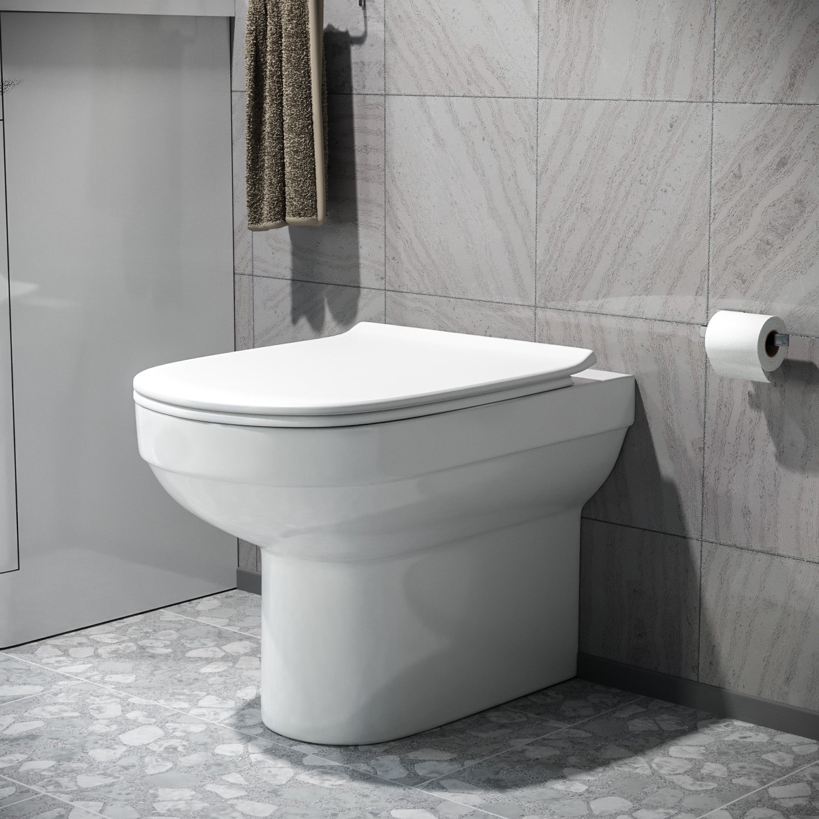 Kobe Modern Stylish Bathroom Back to Wall Toilet with Soft Close Seat White