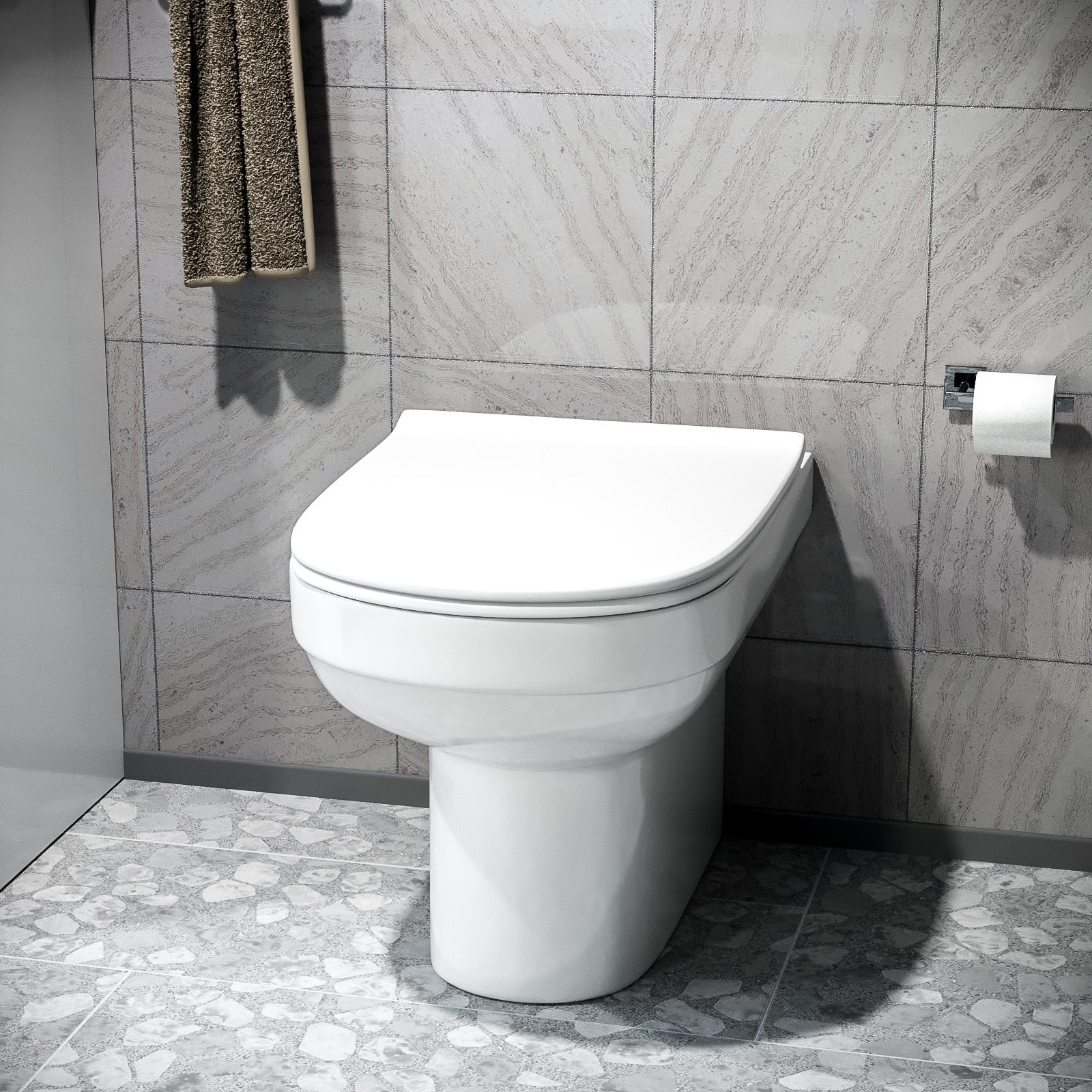 Kobe Modern Stylish Bathroom Back to Wall Toilet with Soft Close Seat White