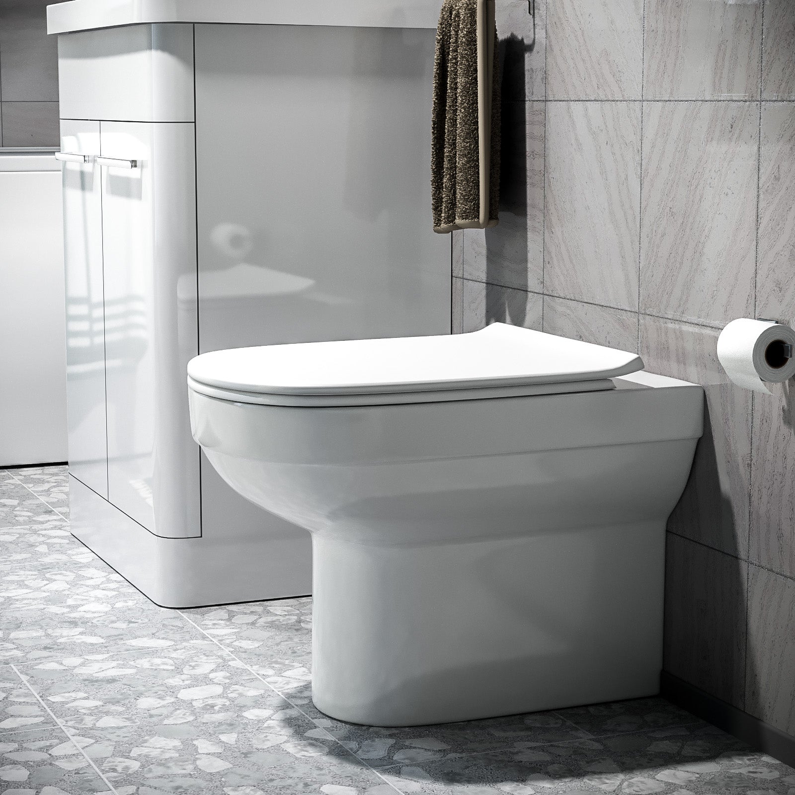 Kobe Modern Stylish Bathroom Back to Wall Toilet with Soft Close Seat White