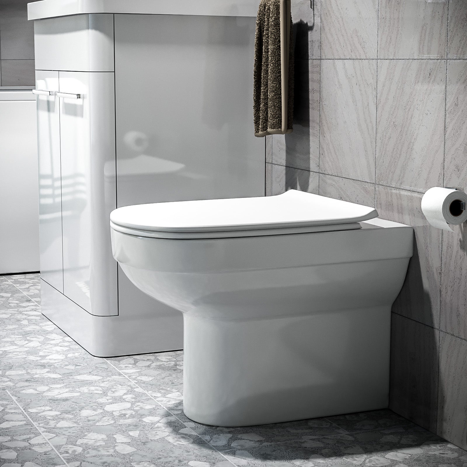 Kobe Modern Stylish Bathroom Back to Wall Toilet with Soft Close Seat White