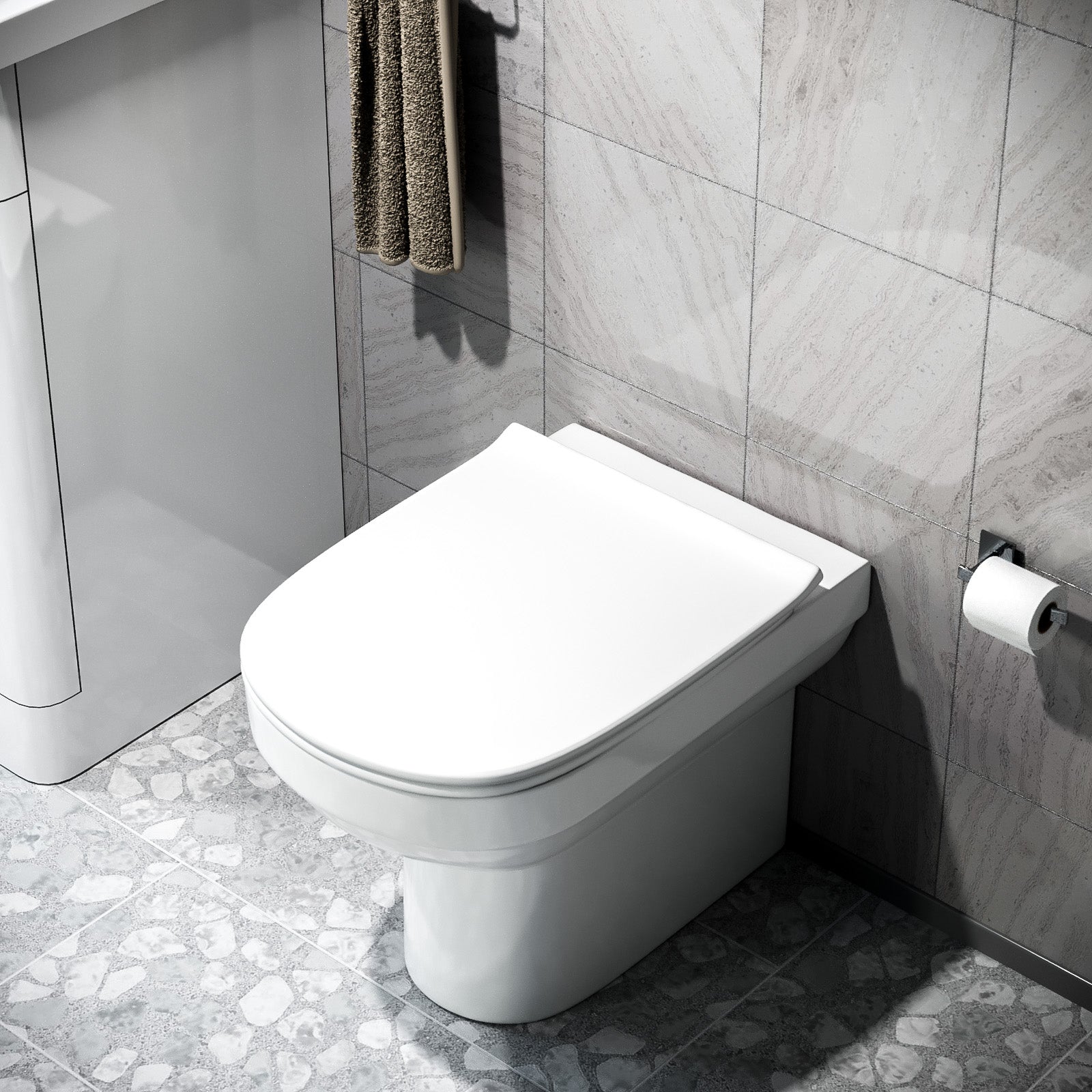 Kobe Modern Stylish Bathroom Back to Wall Toilet with Soft Close Seat White