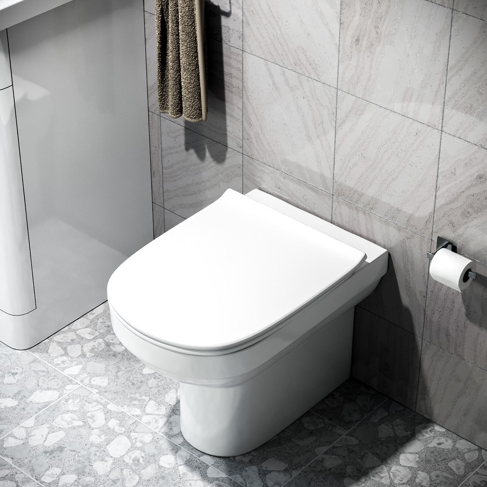 Kobe Modern Stylish Bathroom Back to Wall Toilet with Soft Close Seat White
