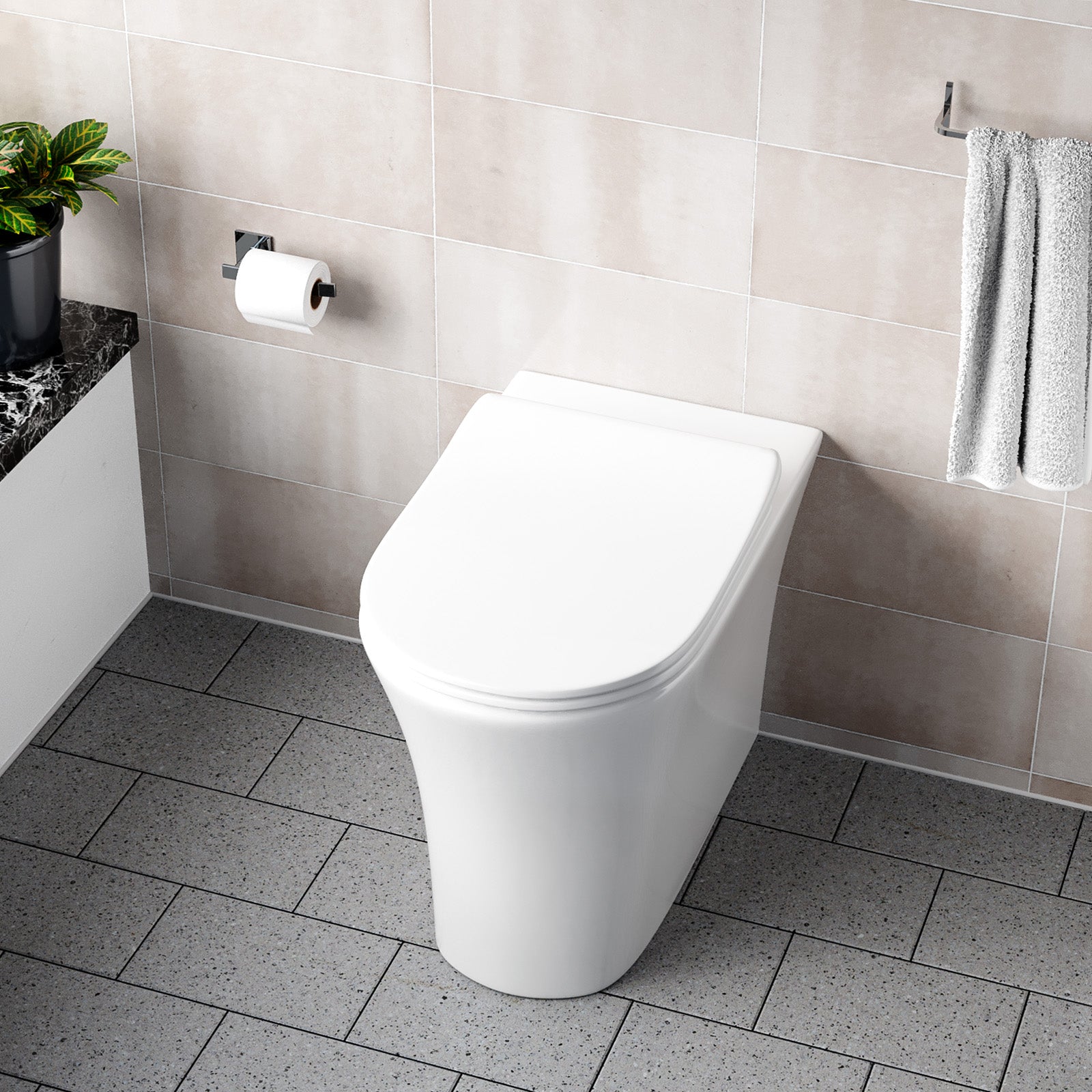 Henley Modern Rimless Back to Wall Toilet with Soft Close Seat White