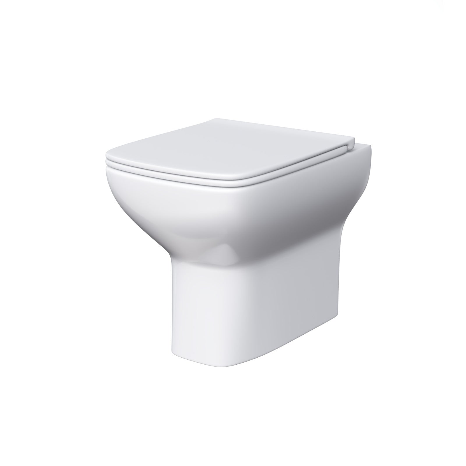 Kinver Modern Stylish Square Back to Wall Toilet, Soft Close Seat White