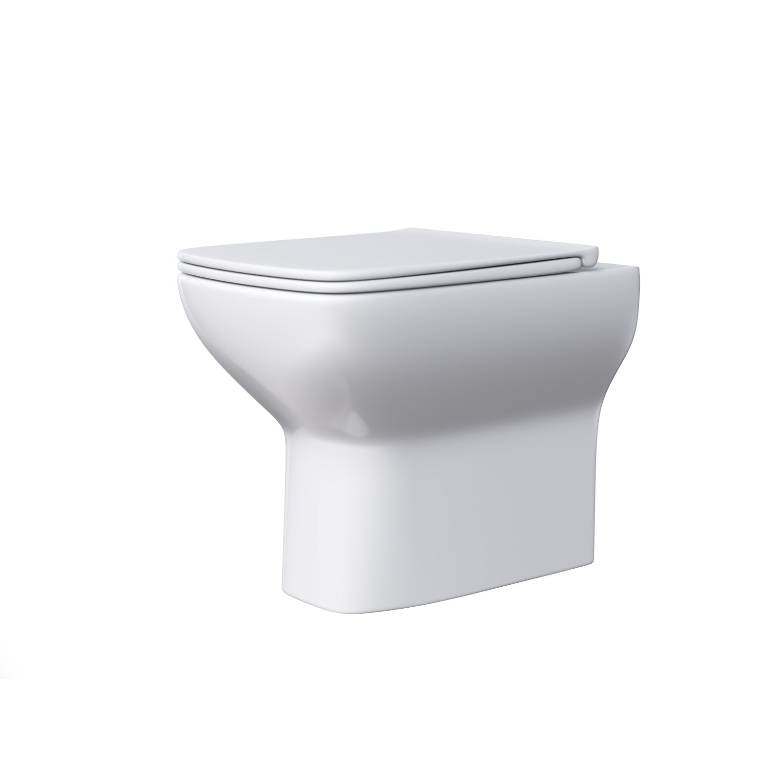 Kinver Modern Stylish Square Back to Wall Toilet, Soft Close Seat White