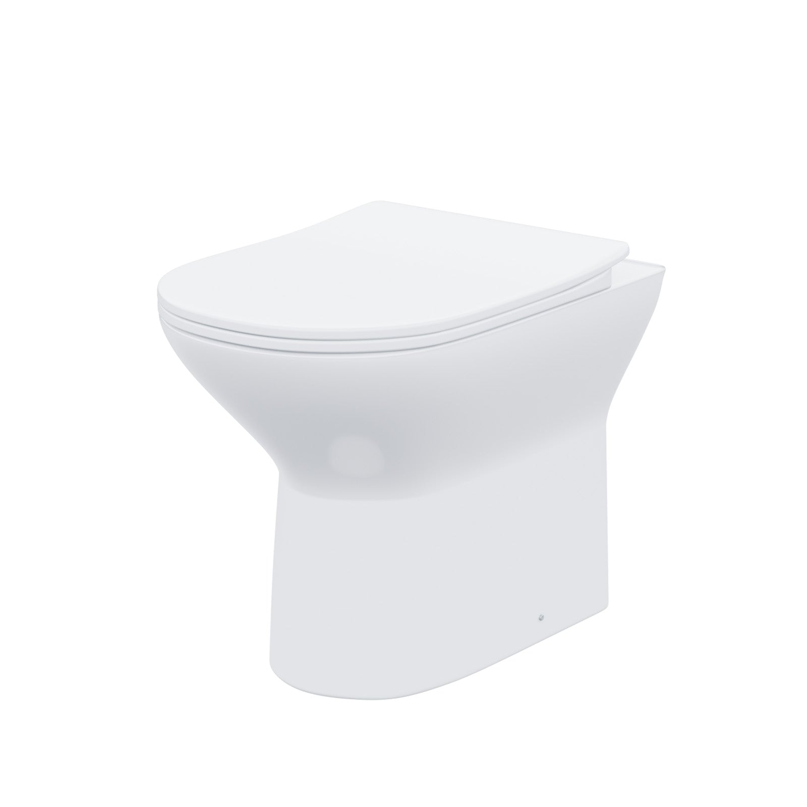 White Round Rimless Soft Close Slim Seat Back To Wall Toilet