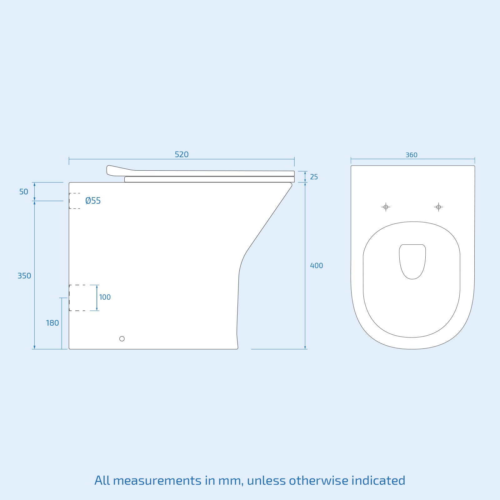 White Round Rimless Soft Close Slim Seat Back To Wall Toilet