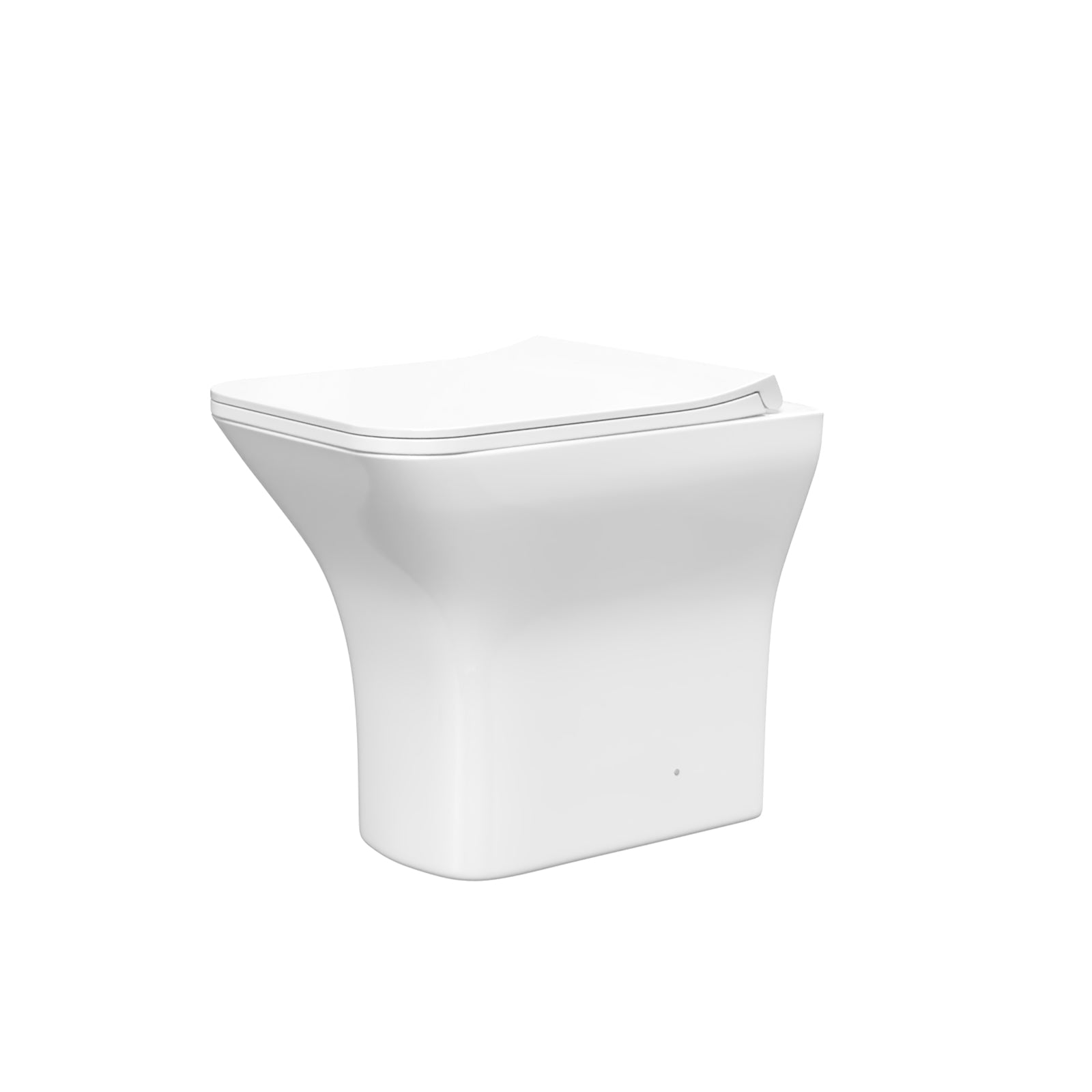 White Square Rimless Soft Close Slim Seat Back To Wall Toilet