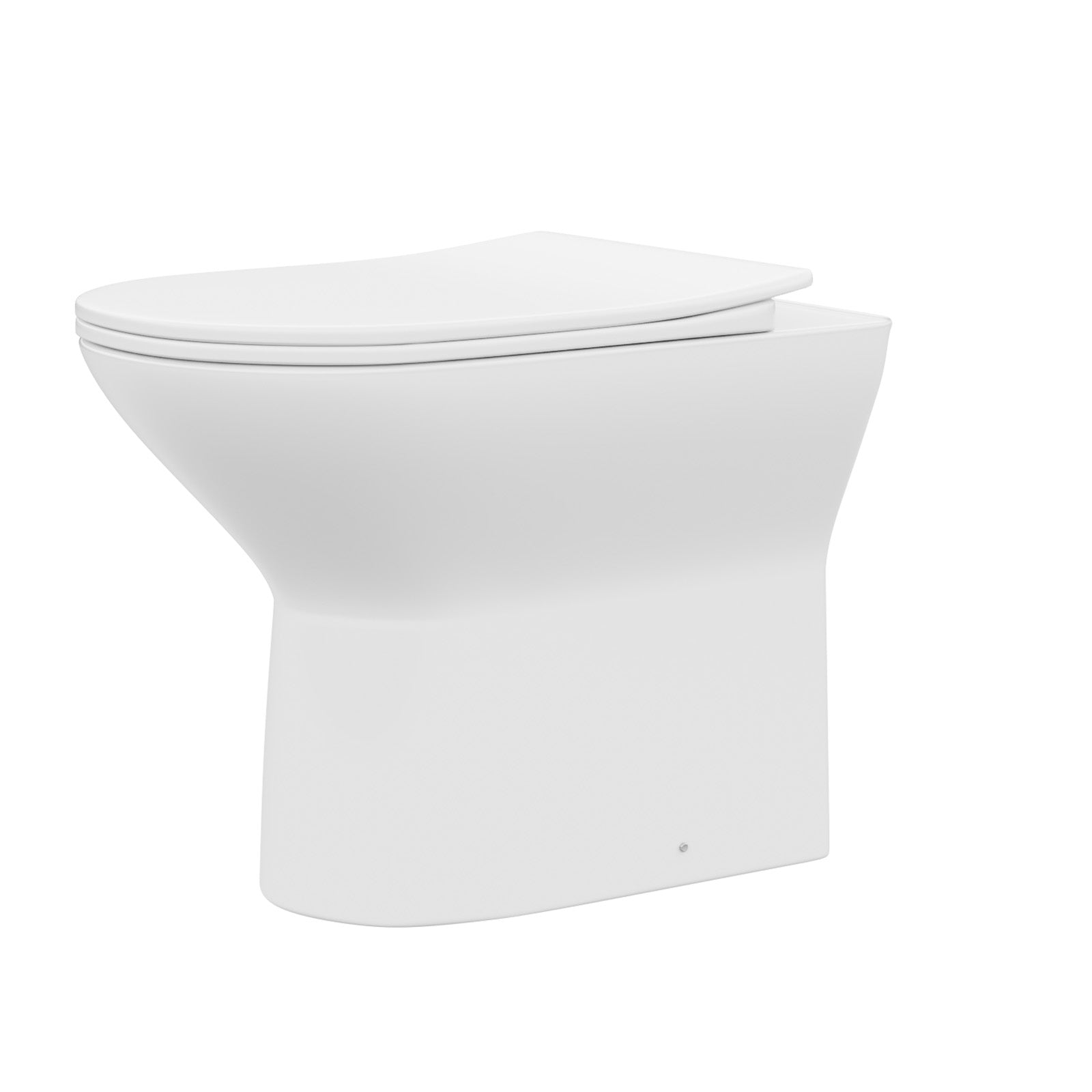 White Comfort Height Round Rimless Soft Close Back To Wall Toilet