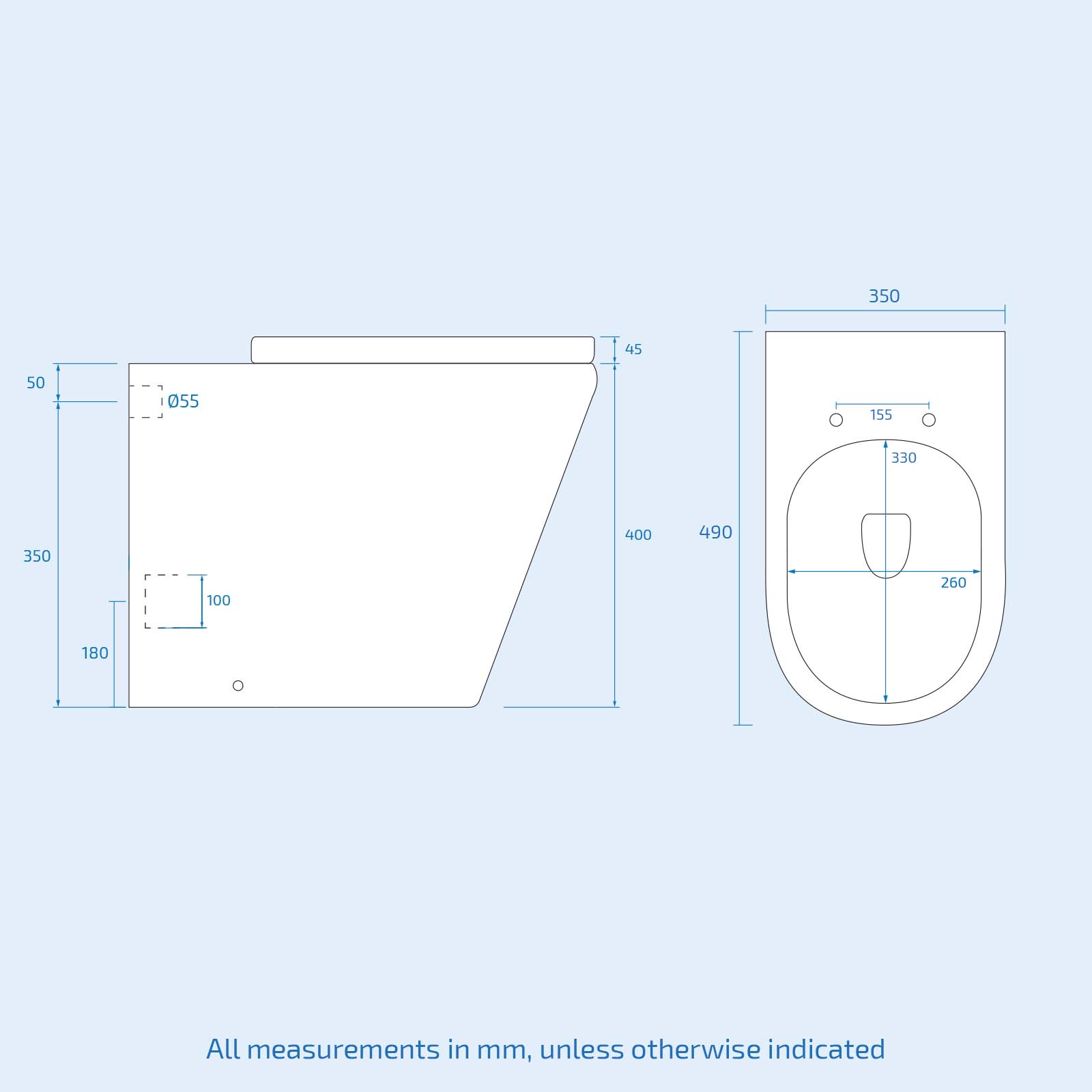 D Shape Rimless Short Projection BTW Pan with Soft Close Seat