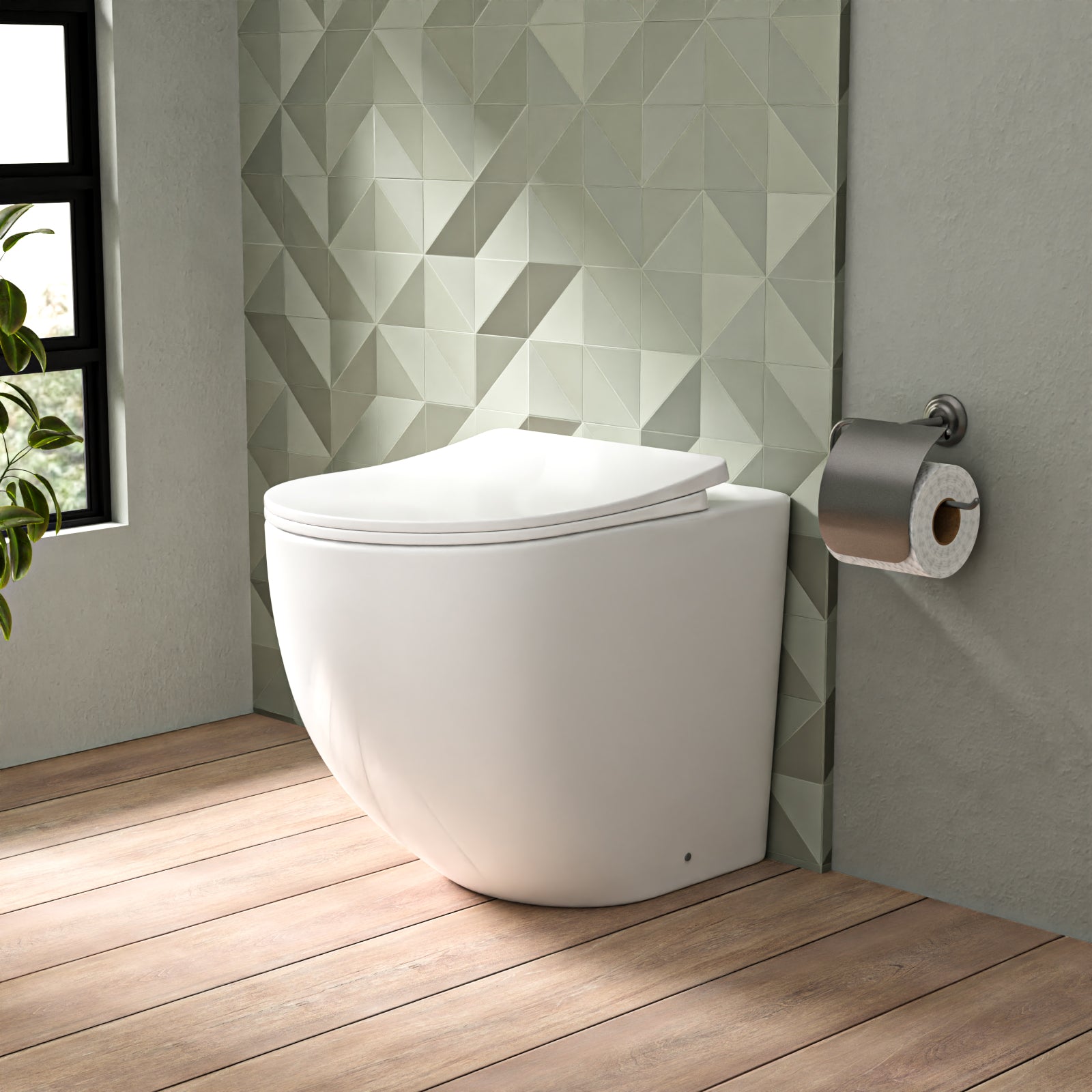 Comfort Height Round Rimless Back To Wall Toilet Soft Close