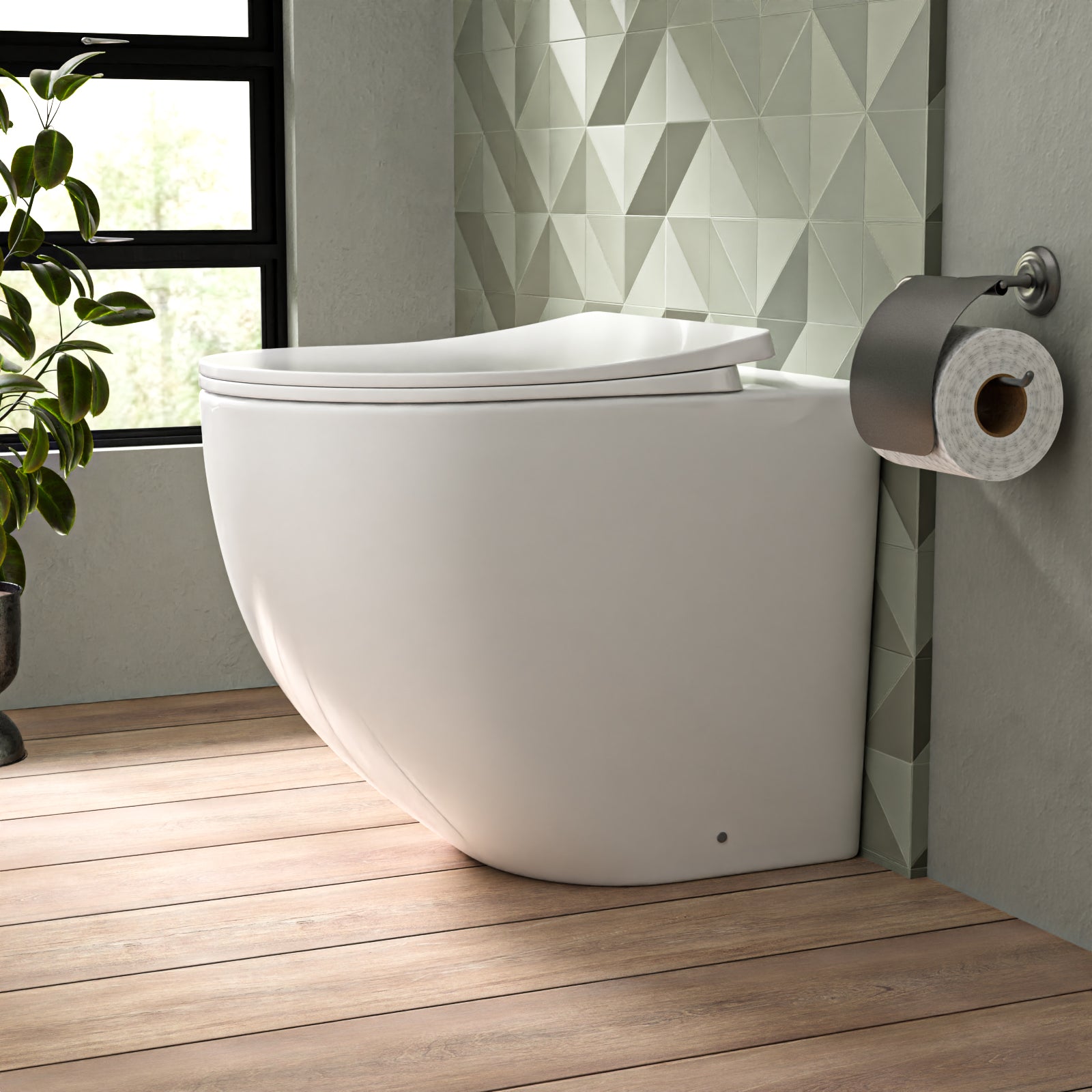 Comfort Height Round Rimless Back To Wall Toilet Soft Close